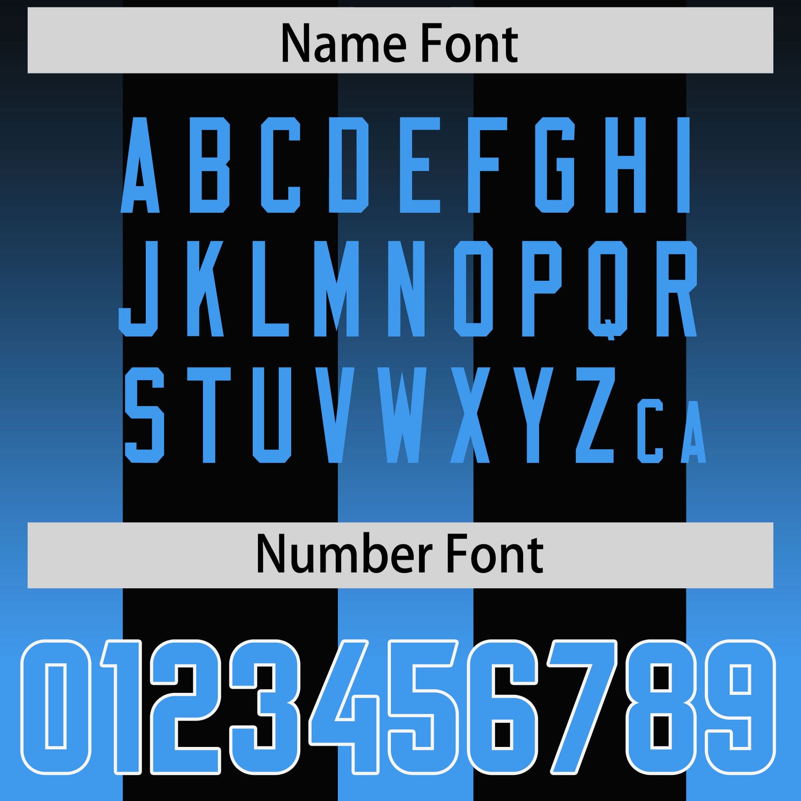 Custom Black Light Blue Vertical Width Stripe Gradient Fashion Personalized Team Football Jersey