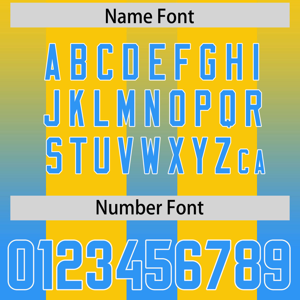 Custom Yellow Light Blue Vertical Width Stripe Gradient Fashion Personalized Team Football Jersey