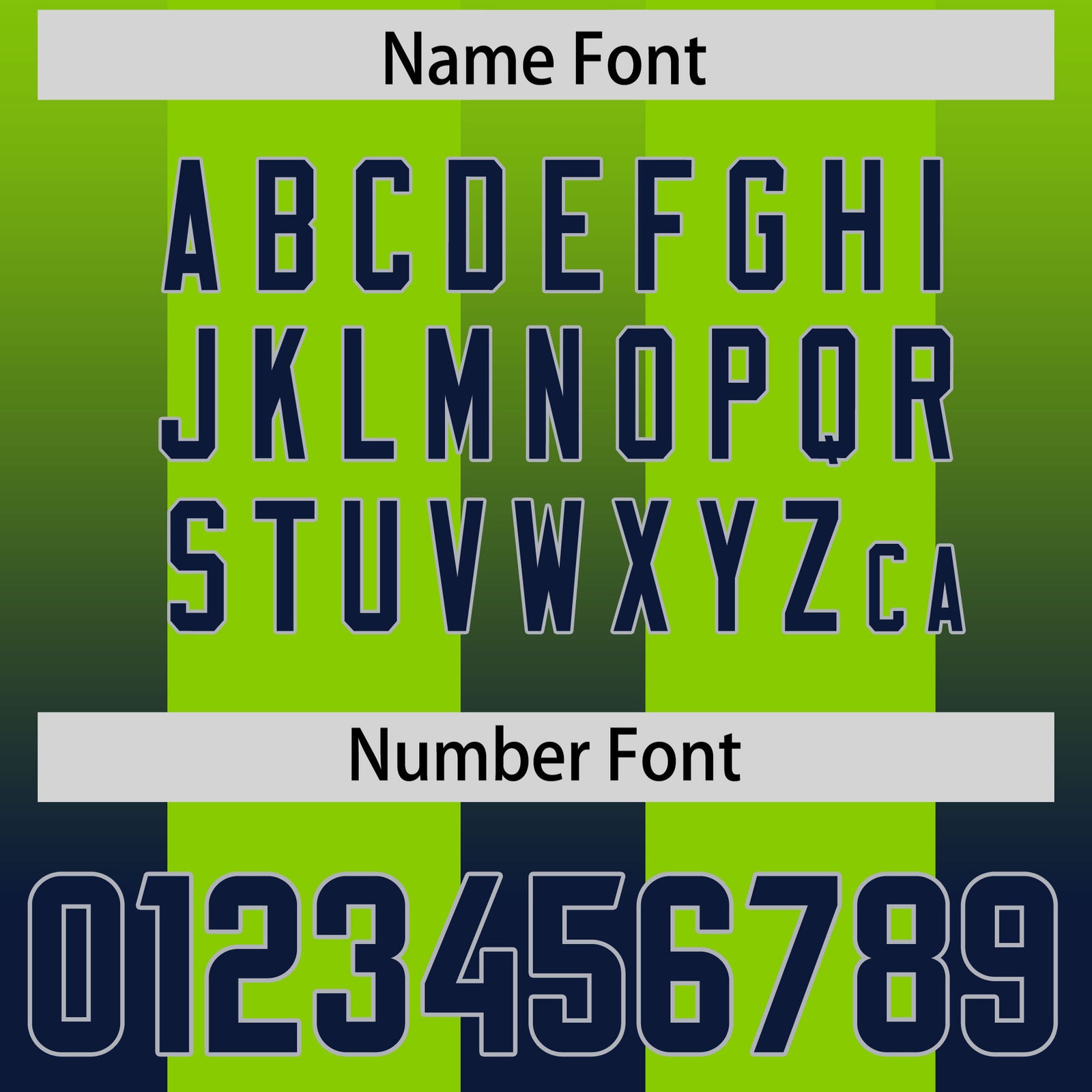 Custom Neon Green Navy Vertical Width Stripe Gradient Fashion Personalized Team Football Jersey