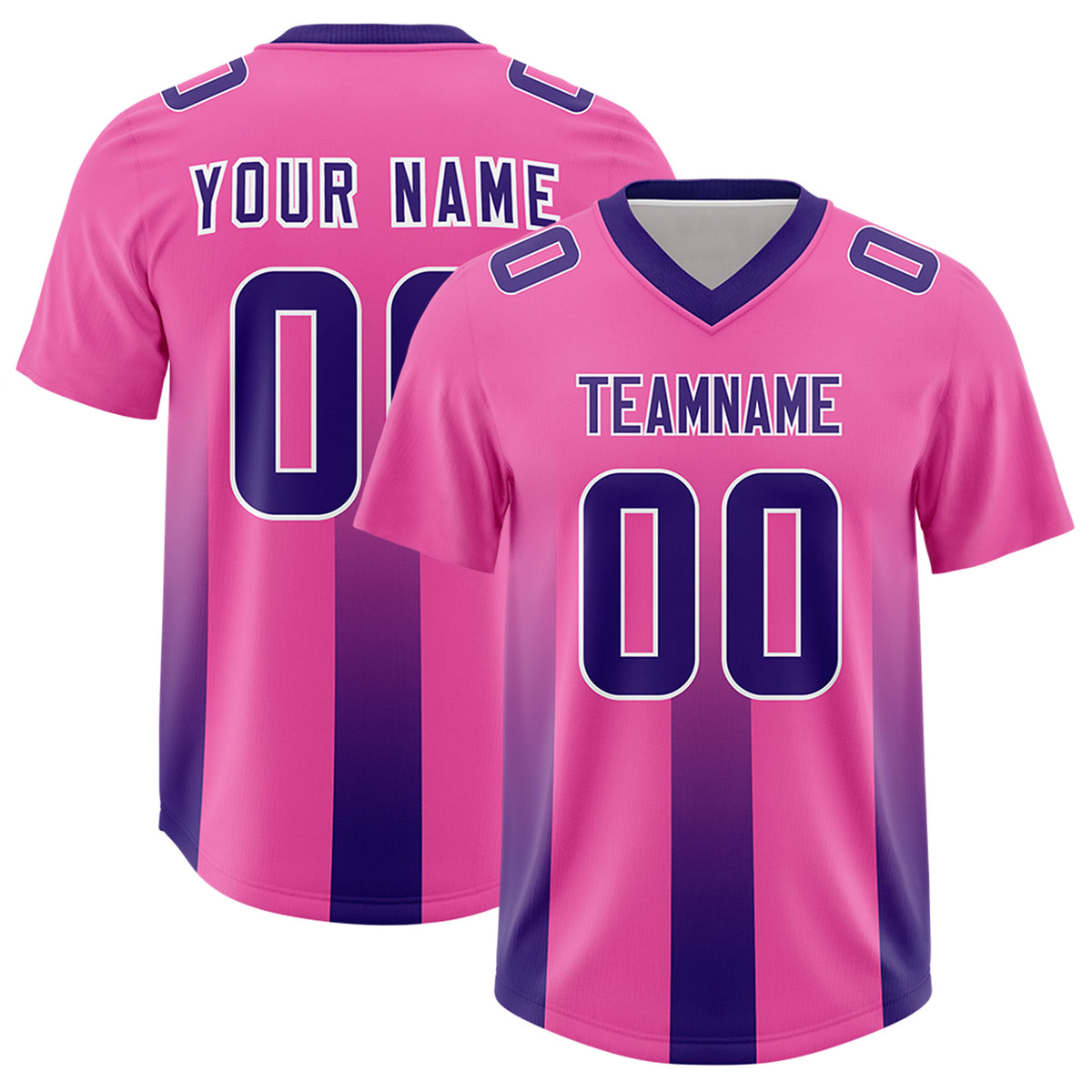 Custom Pink Purple Vertical Width Stripe Gradient Fashion Personalized Team Football Jersey