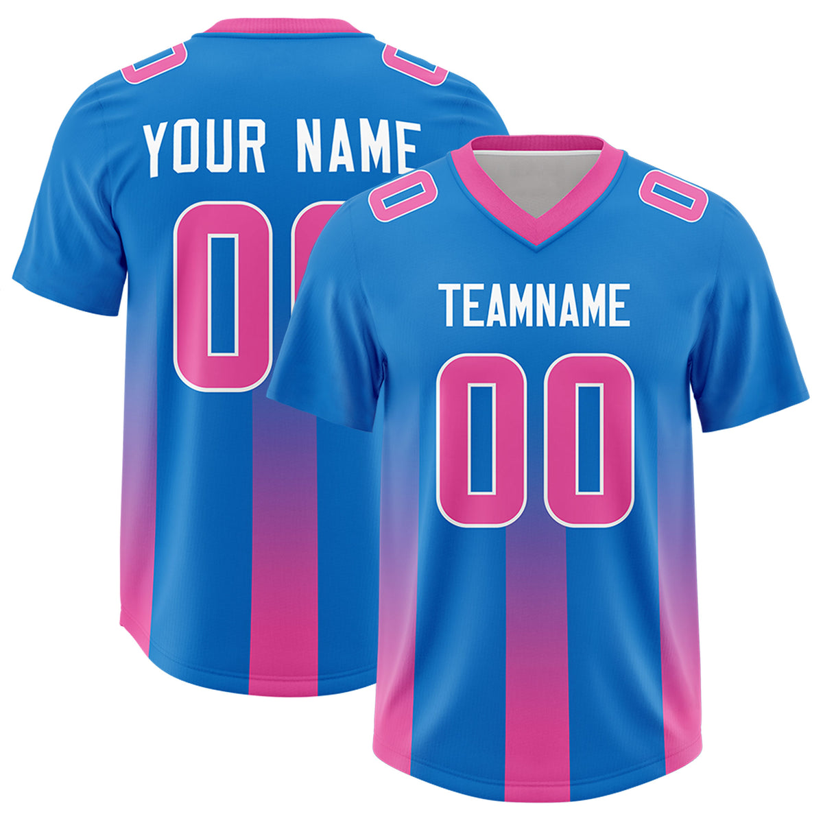 Custom Royal Pink Vertical Width Stripe Gradient Fashion Personalized Team Football Jersey