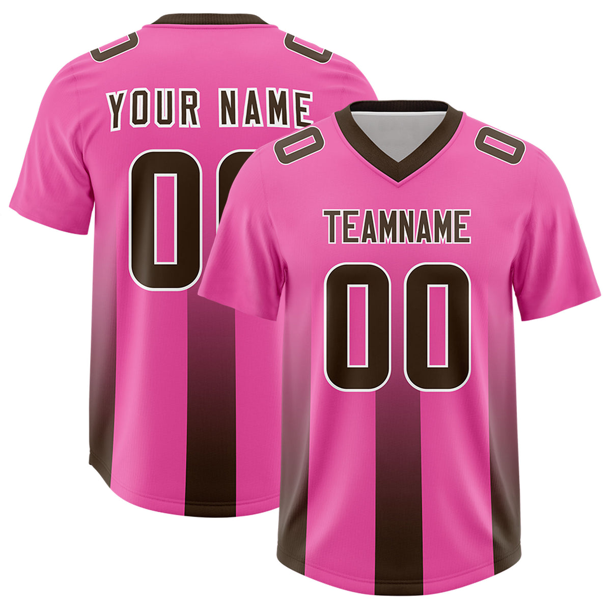 Custom Pink Brown Vertical Width Stripe Gradient Fashion Personalized Team Football Jersey