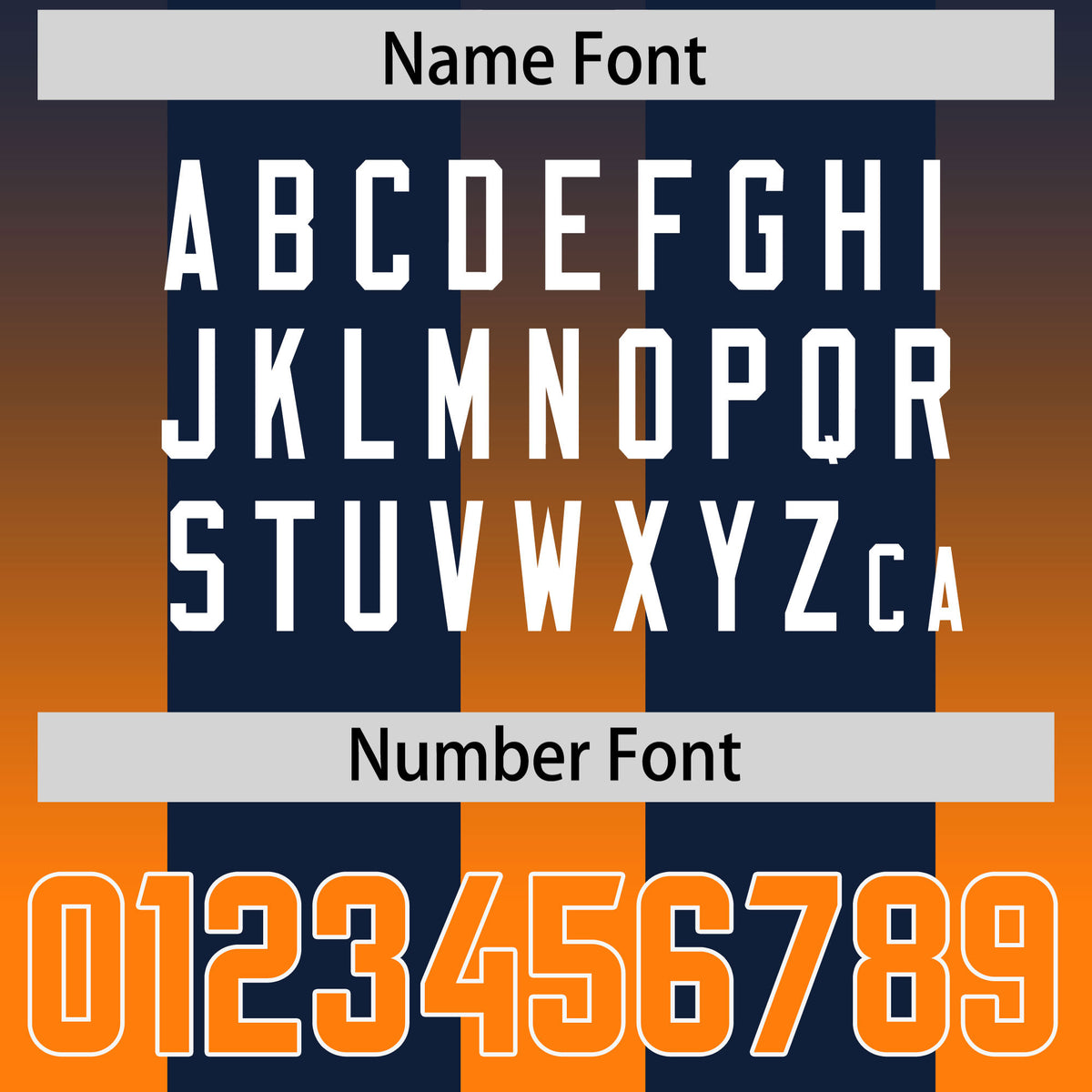 Custom Navy Orange Vertical Width Stripe Gradient Fashion Personalized Team Football Jersey