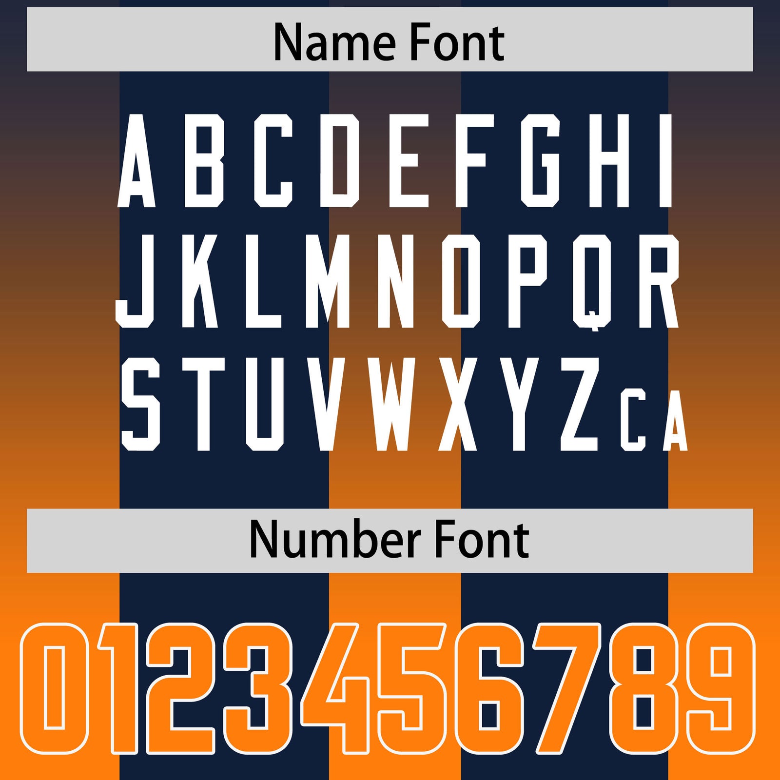 Custom Navy Orange Vertical Width Stripe Gradient Fashion Personalized Team Football Jersey