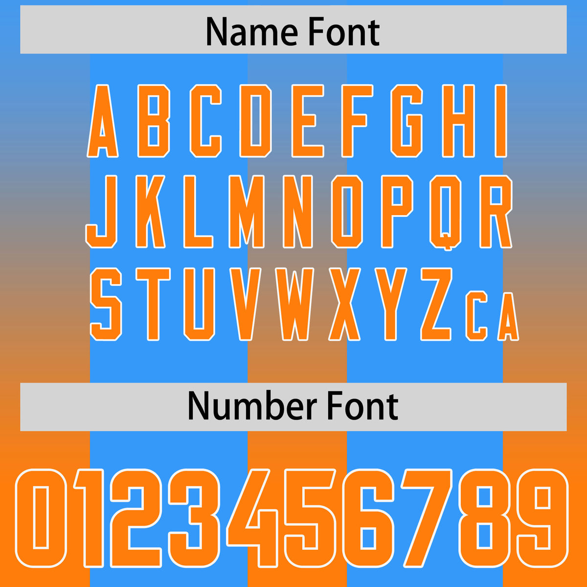 Custom Light Blue Orange Vertical Width Stripe Gradient Fashion Personalized Team Football Jersey