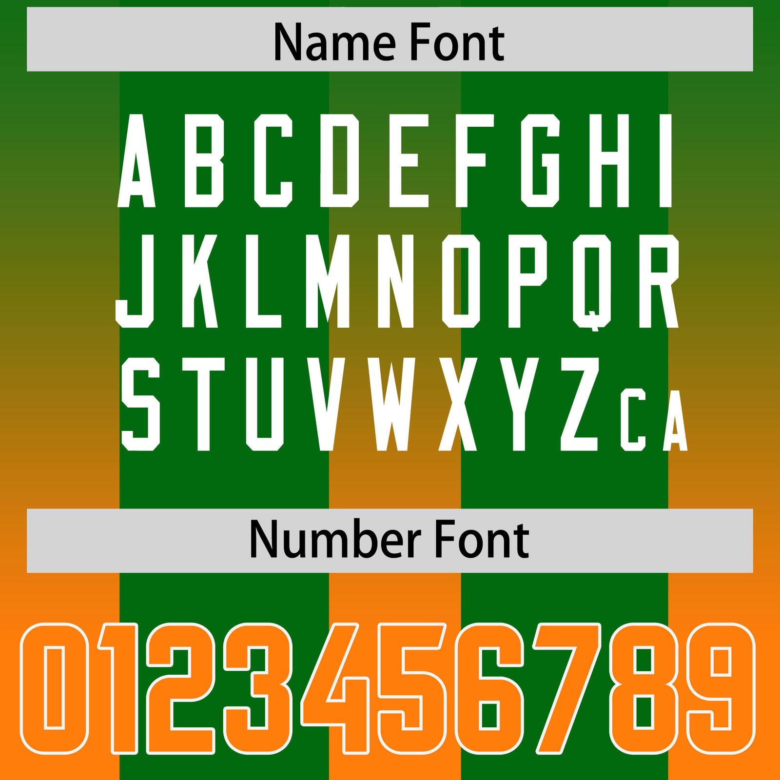 Custom Kelly Green Orange Vertical Width Stripe Gradient Fashion Personalized Team Football Jersey