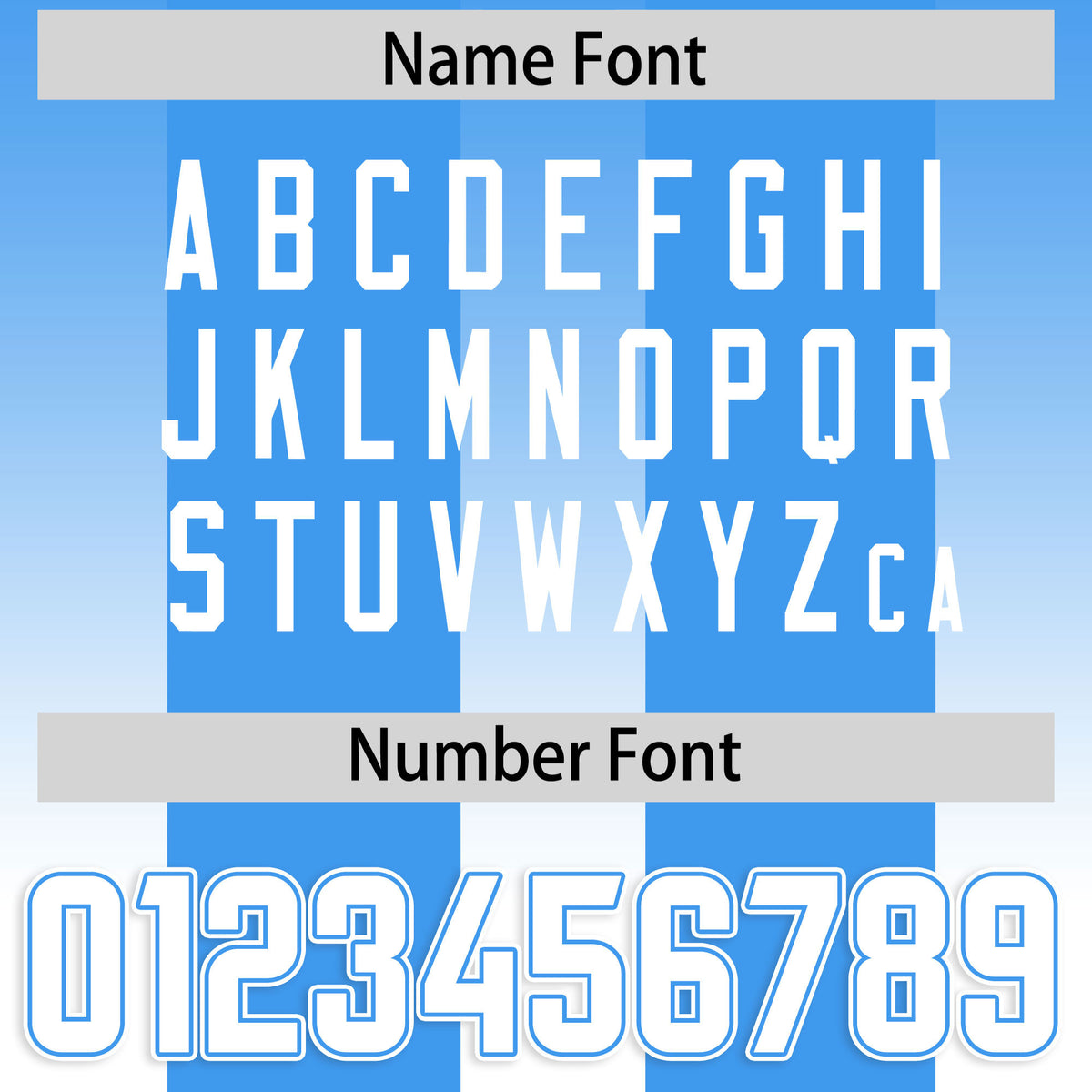 Custom Light Blue White Vertical Width Stripe Gradient Fashion Personalized Team Football Jersey