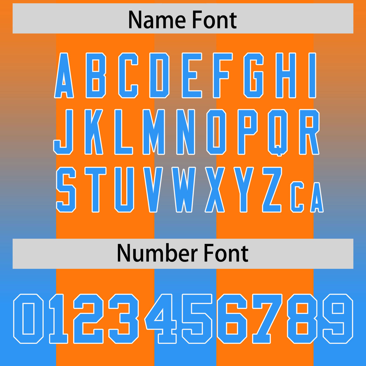 Custom Orange Light Blue Vertical Width Stripe Gradient Fashion Personalized Team Football Jersey