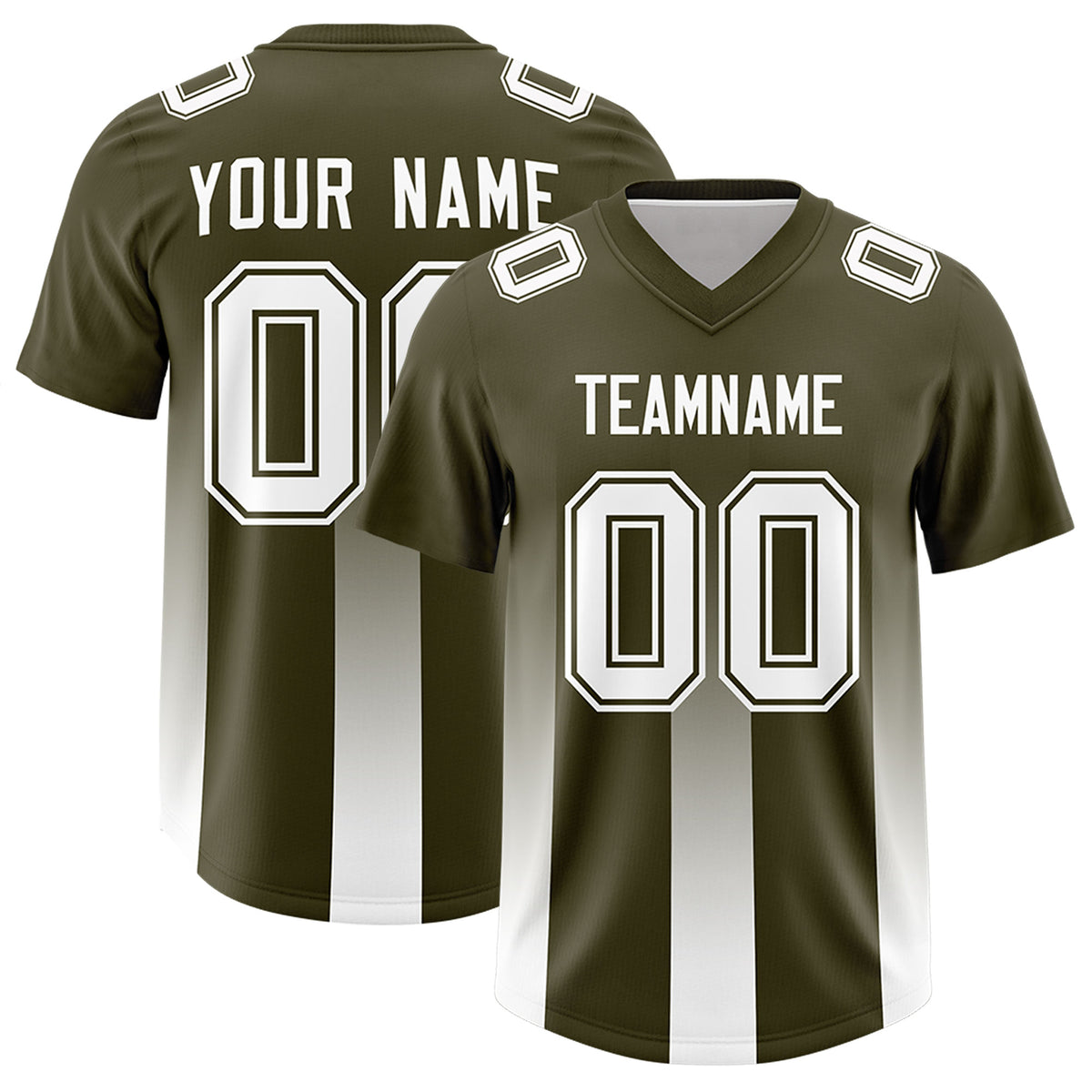 Custom Olive White Vertical Width Stripe Gradient Fashion Personalized Team Football Jersey