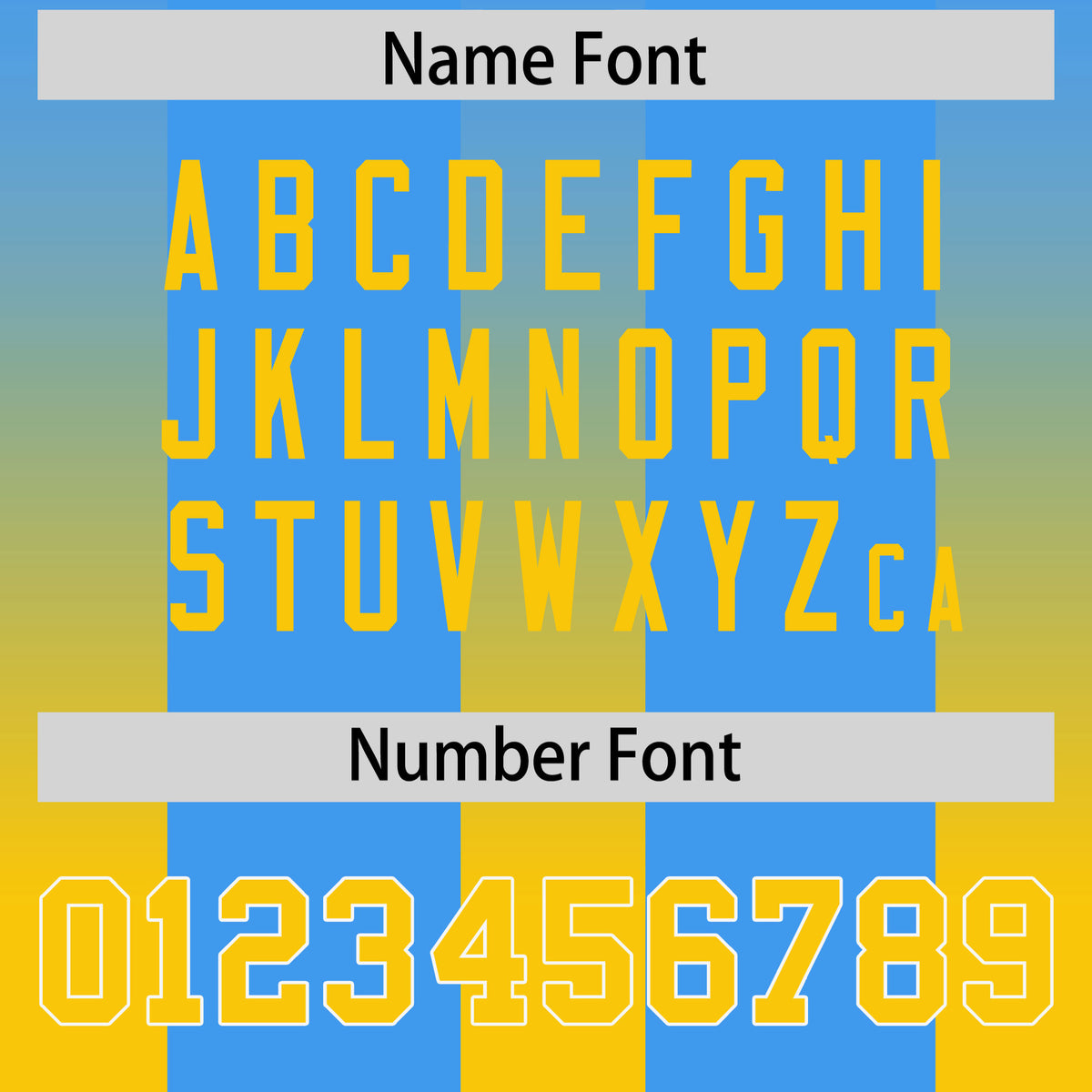 Custom Light Blue Yellow Vertical Width Stripe Gradient Fashion Personalized Team Football Jersey