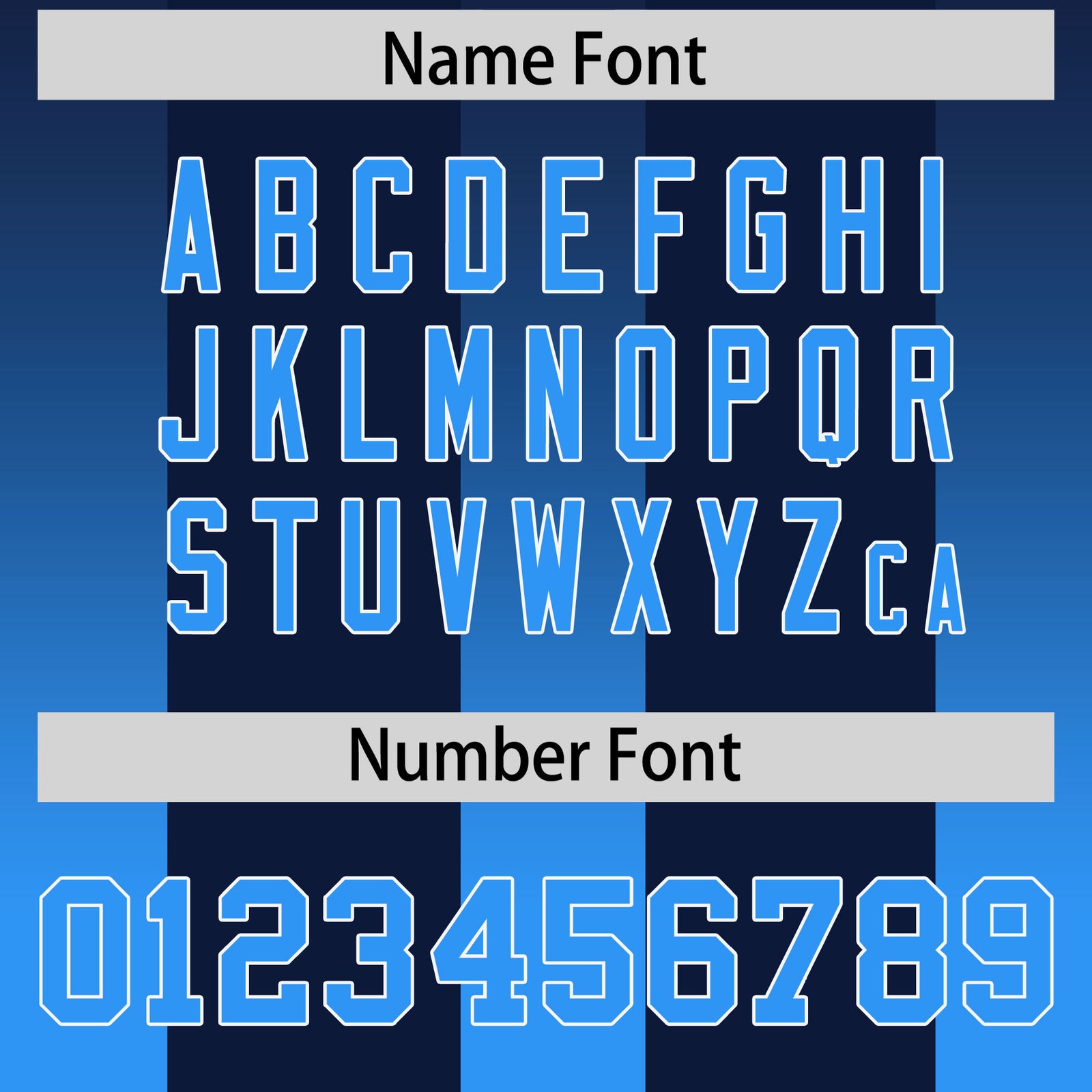 Custom Navy Light Blue Vertical Width Stripe Gradient Fashion Personalized Team Football Jersey