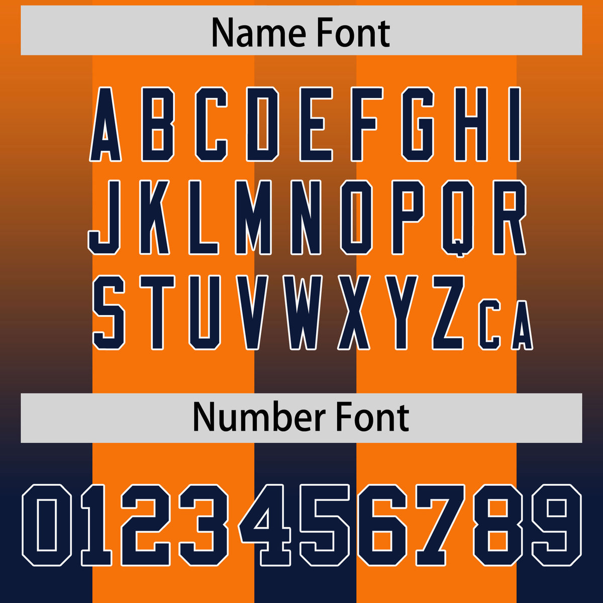 Custom Orange Navy Vertical Width Stripe Gradient Fashion Personalized Team Football Jersey