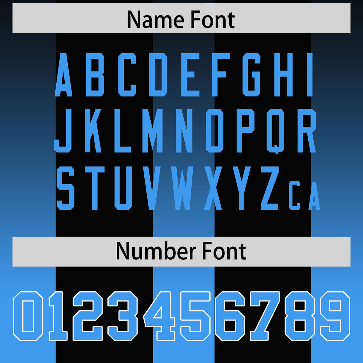 Custom Black Light Blue Vertical Width Stripe Gradient Fashion Personalized Team Football Jersey