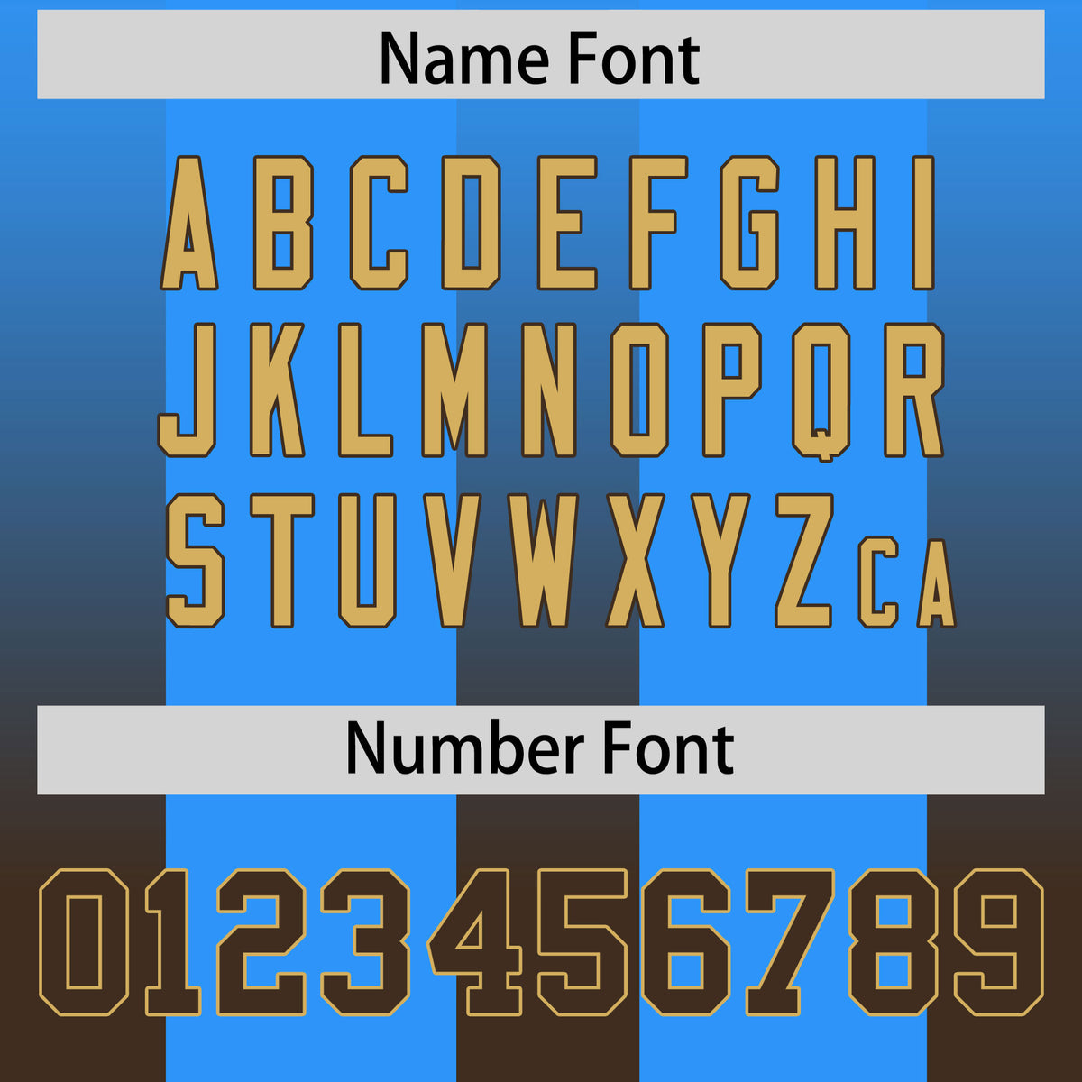 Custom Light Blue Brown Vertical Width Stripe Gradient Fashion Personalized Team Football Jersey