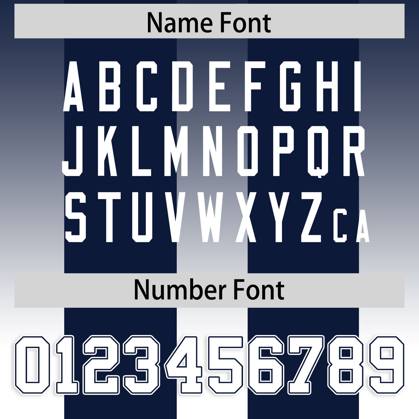Custom Navy White Vertical Width Stripe Gradient Fashion Personalized Team Football Jersey