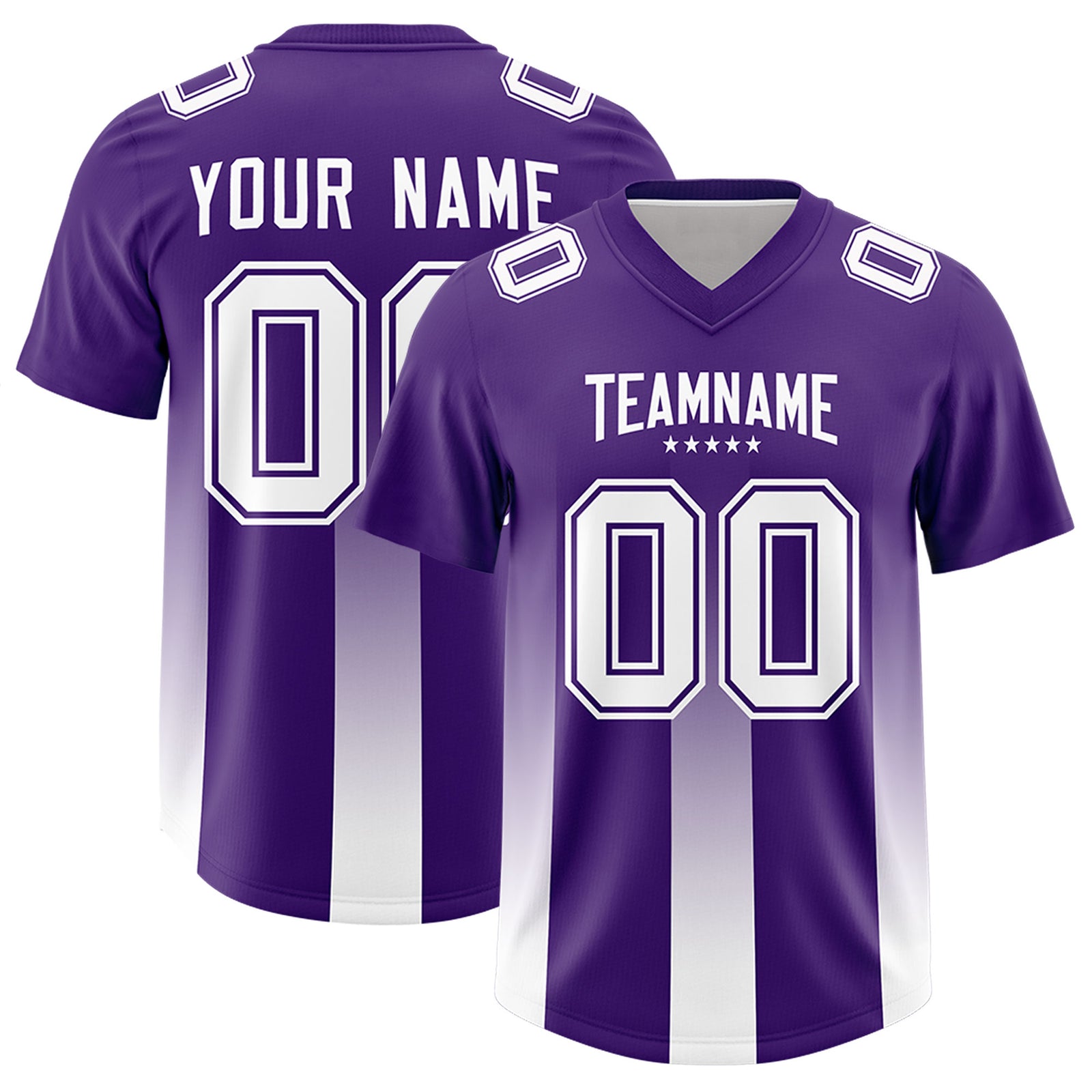 Custom Purple White Vertical Width Stripe Gradient Fashion Personalized Team Football Jersey