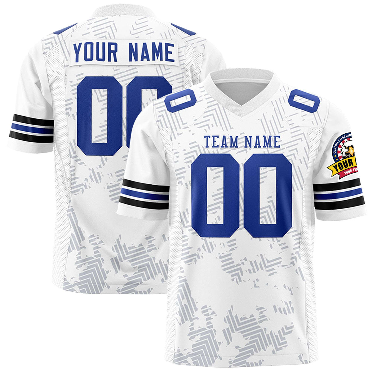 Custom White Royal Personalized Graffiti Line Design Authentic Football Jersey