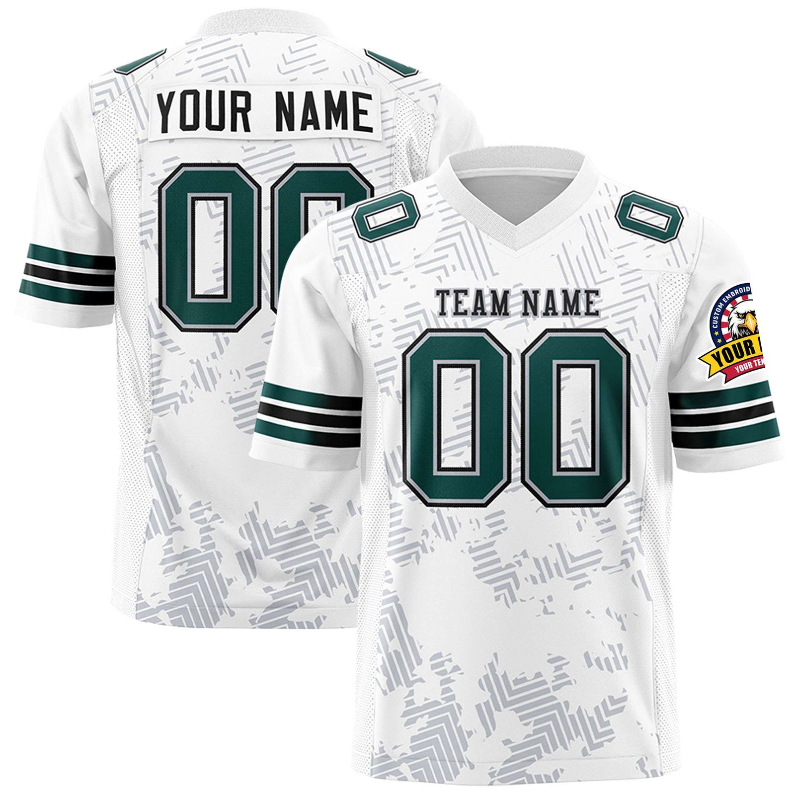 Custom White Black-Gray Personalized Graffiti Line Design Authentic Football Jersey