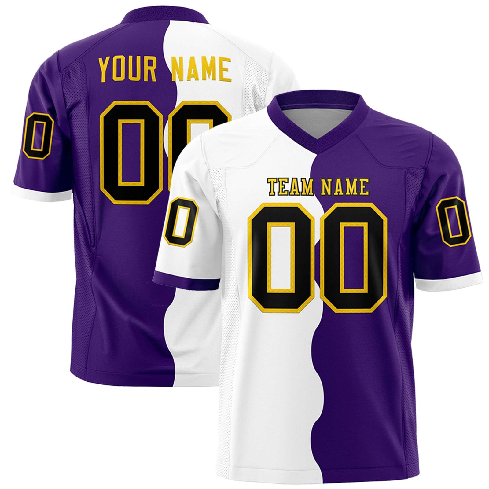 Custom Purple White Split Fashion Mesh Authentic Football Jersey