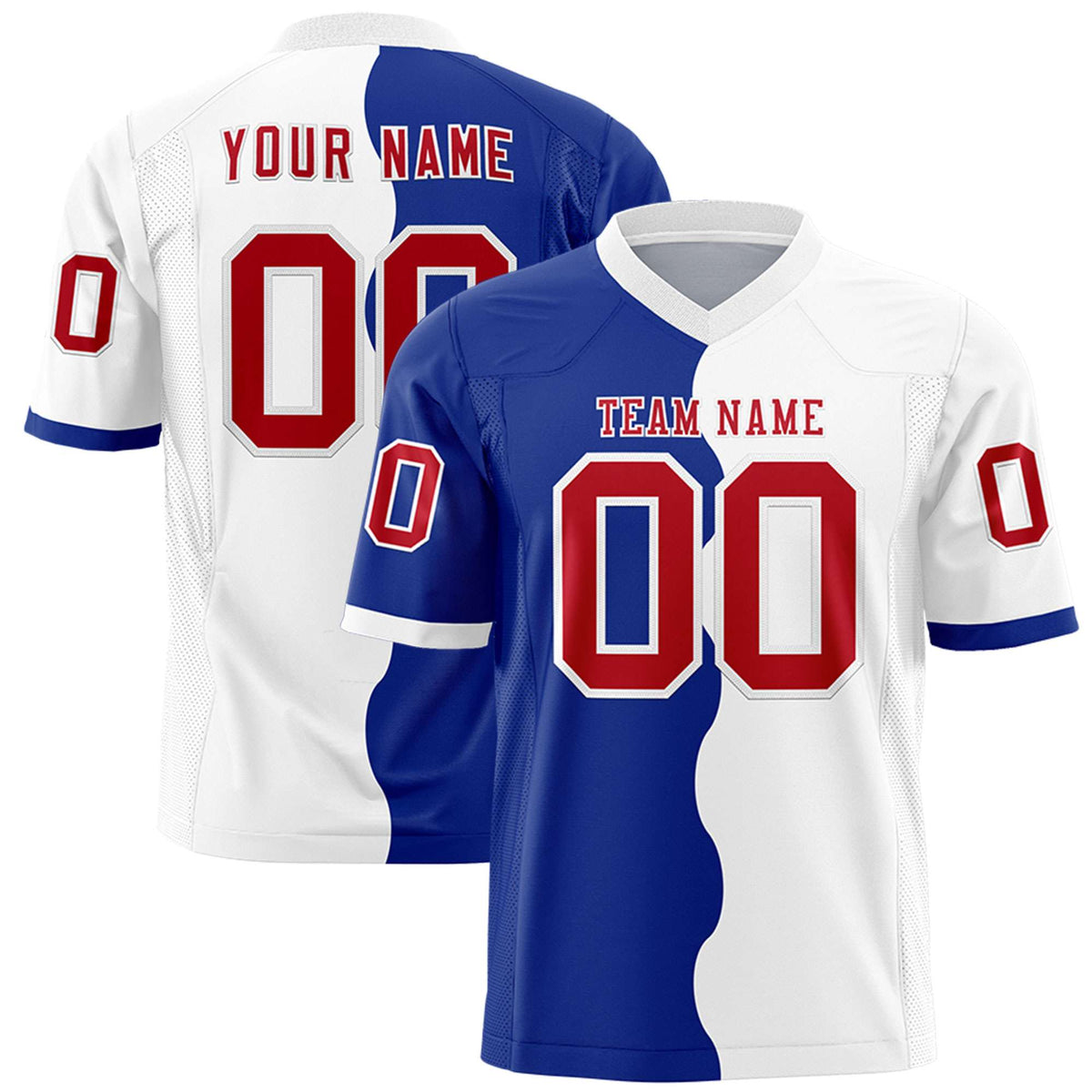 Custom White Royal Split Fashion Mesh Authentic Football Jersey