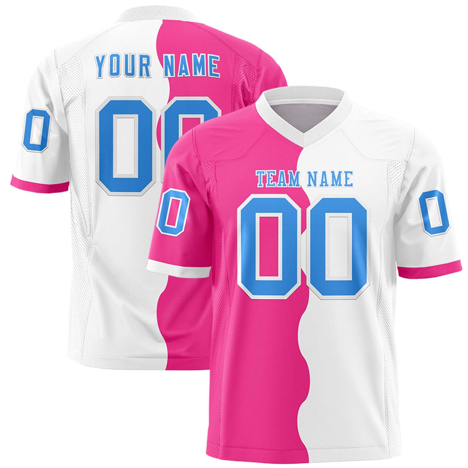 Custom White Pink Split Fashion Mesh Authentic Football Jersey