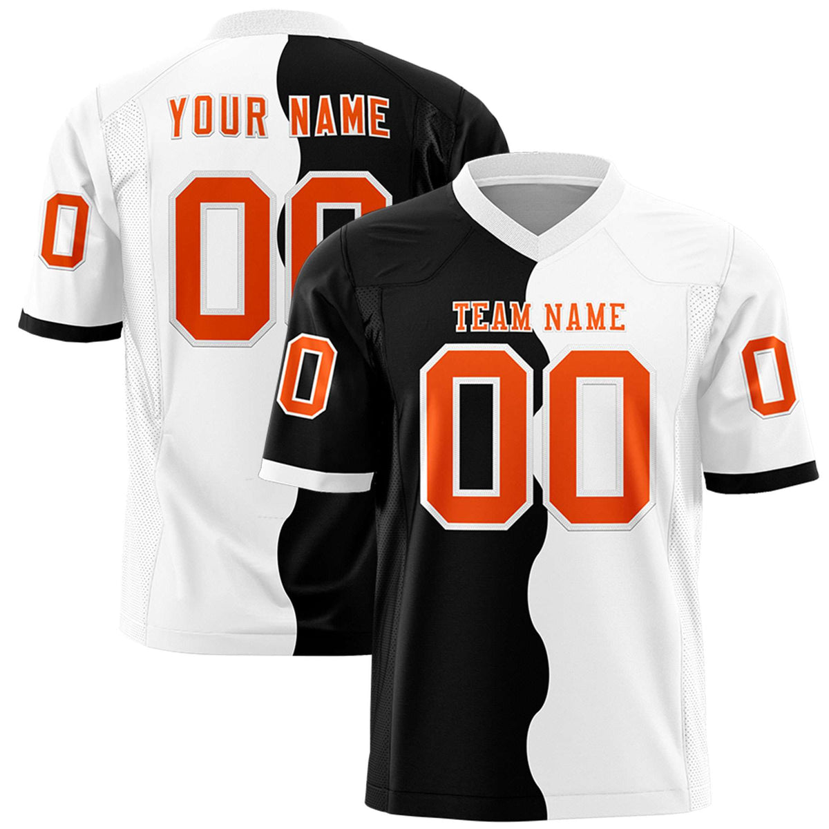Custom White Black Split Fashion Mesh Authentic Football Jersey