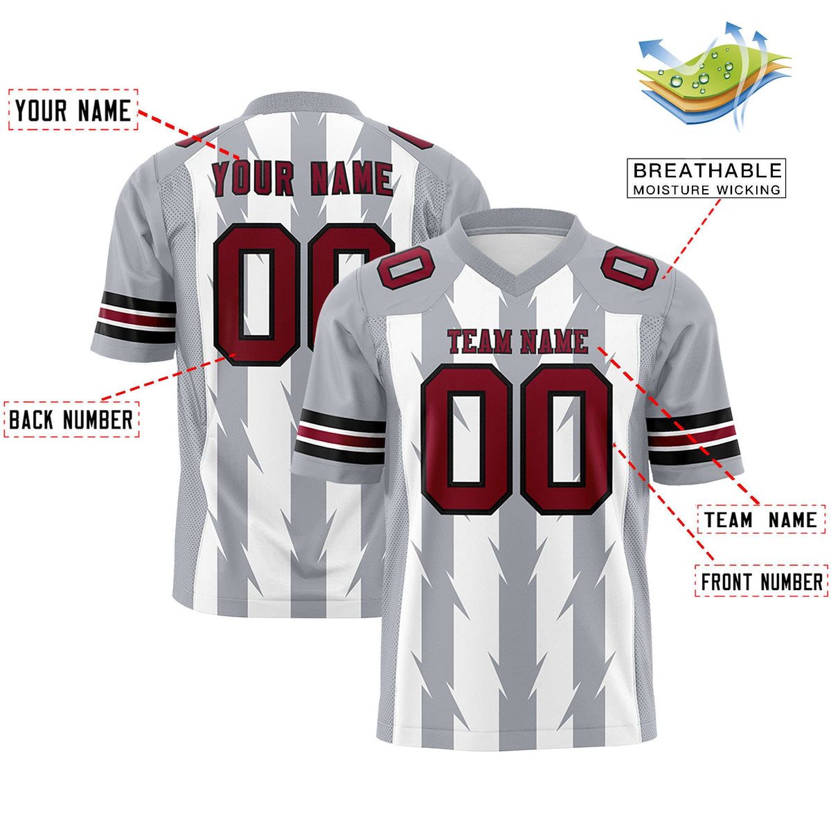 Custom White and Gray Graffiti Pattern Practice Flag Football Jerseys For Youth &amp; Mens| KXKSHOP