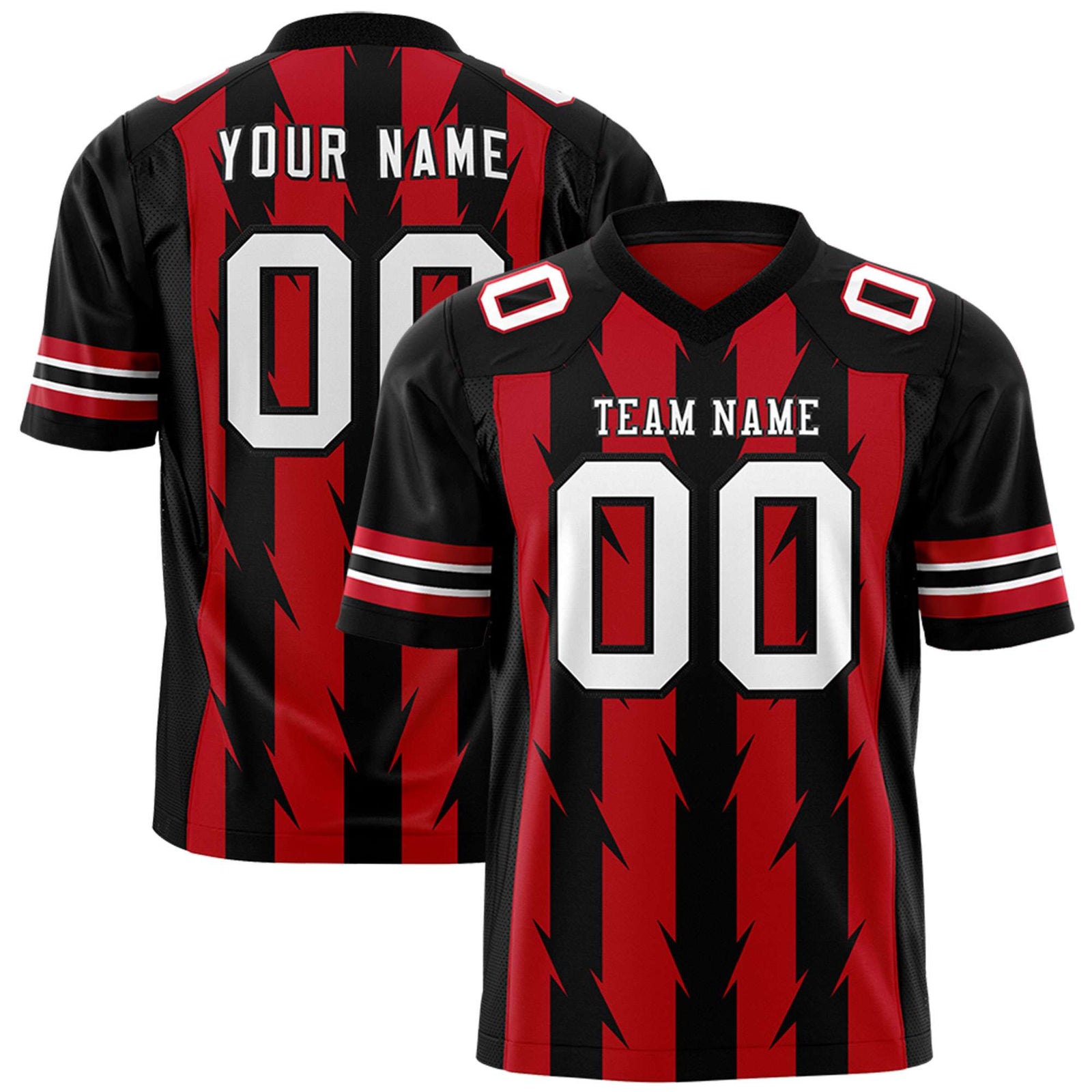 Custom Red and Black Graffiti Pattern Practice Flag Football Jerseys For Youth & Mens| KXKSHOP