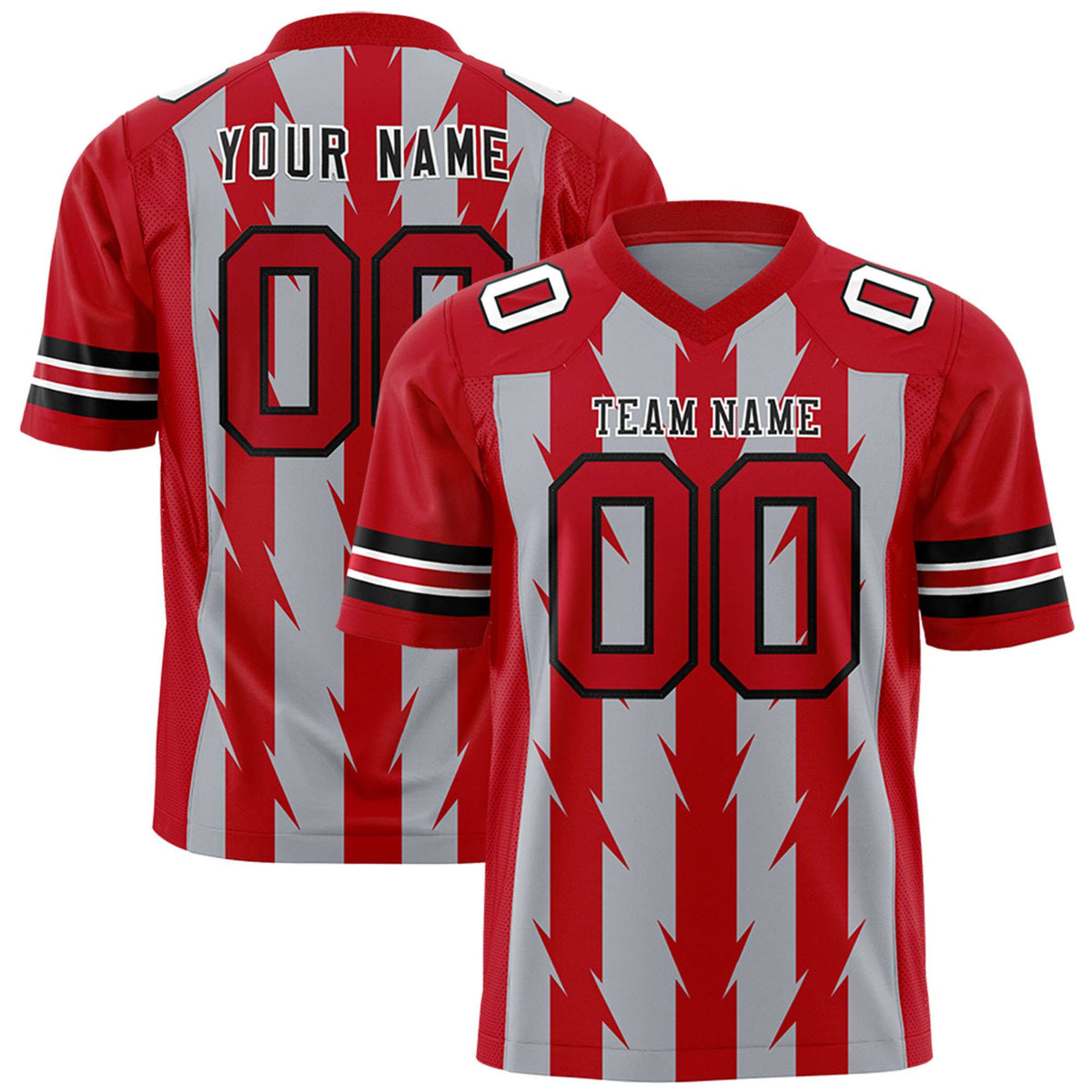 Custom Gray and Red Graffiti Pattern Practice Flag Football Jerseys For Youth &amp; Mens| KXKSHOP