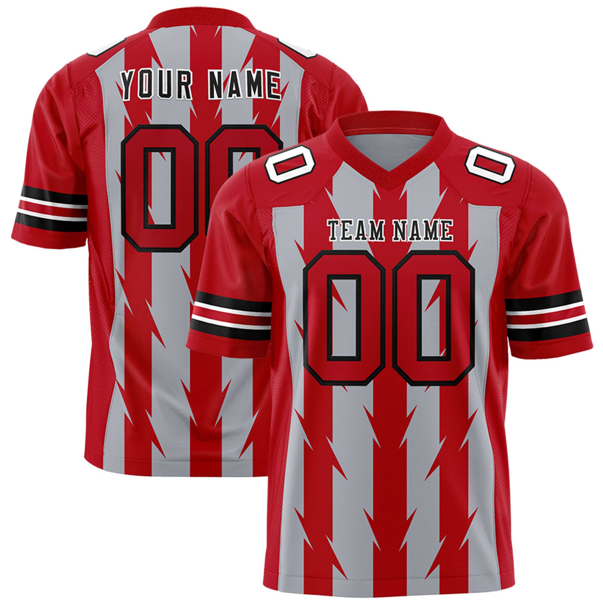 Custom Gray and Red Graffiti Pattern Practice Flag Football Jerseys For Youth & Mens| KXKSHOP