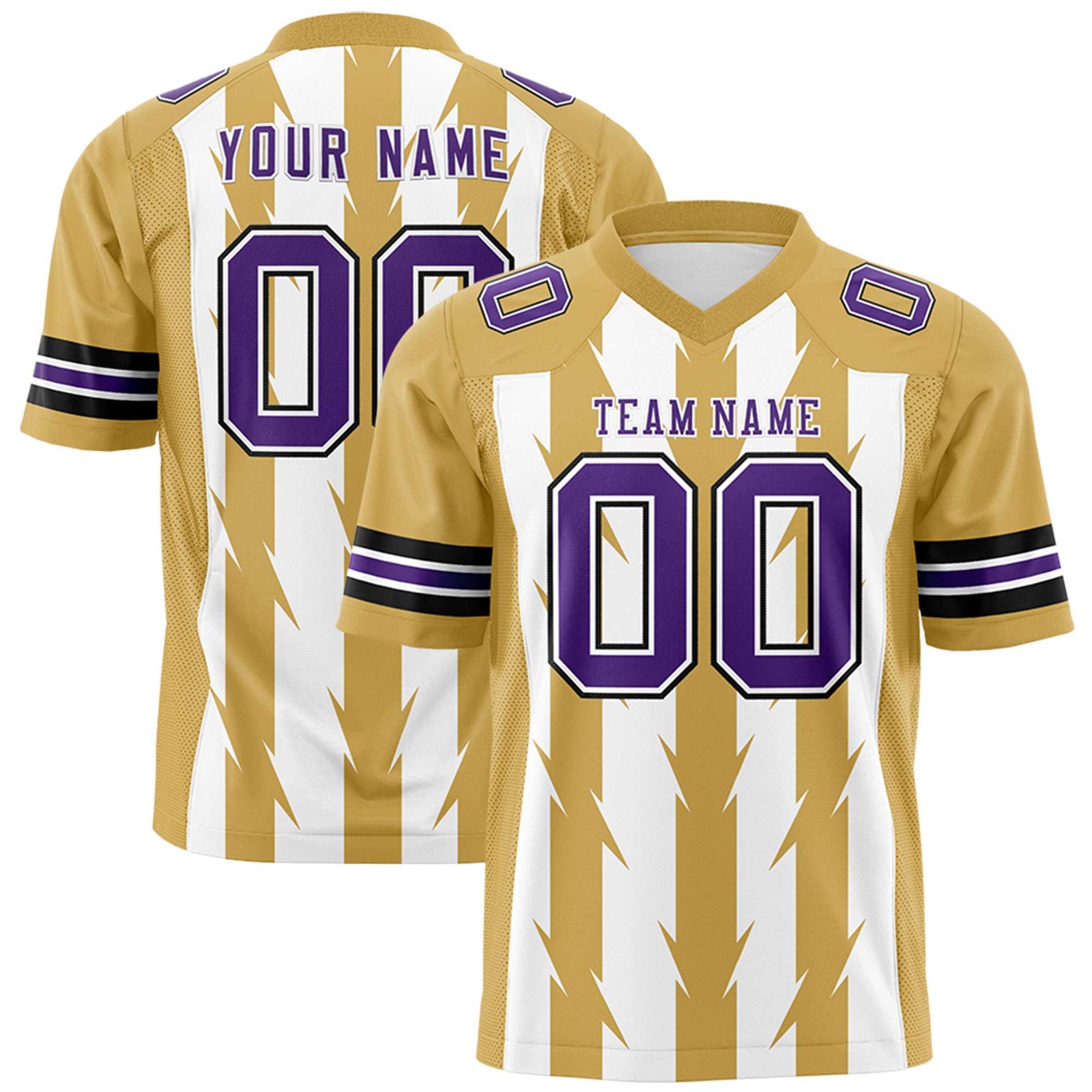 Custom White and Old Gold Graffiti Pattern Practice Flag Football Jerseys For Youth & Mens| KXKSHOP