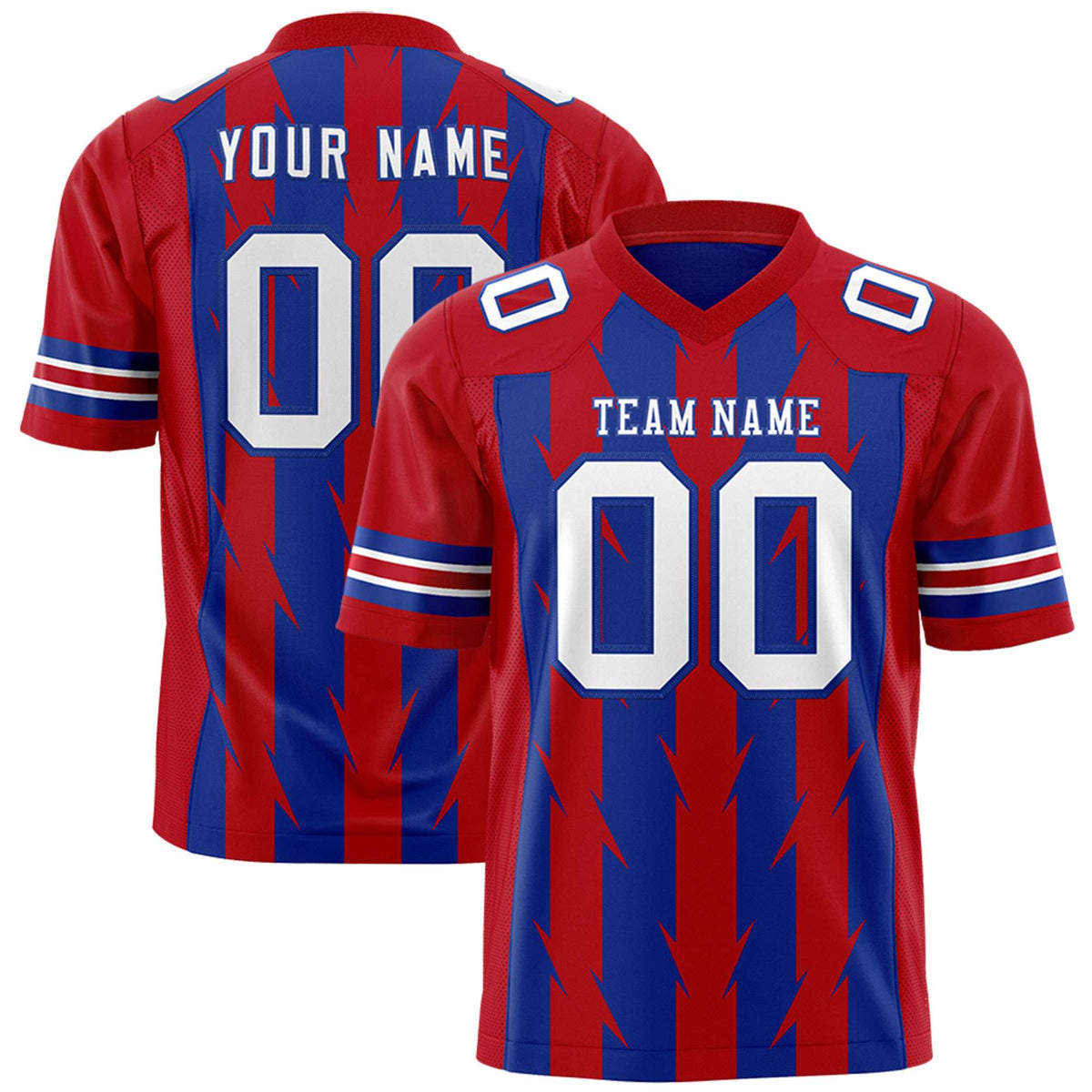 Custom Royal and Red Graffiti Pattern Practice Flag Football Jerseys For Youth &amp; Mens| KXKSHOP