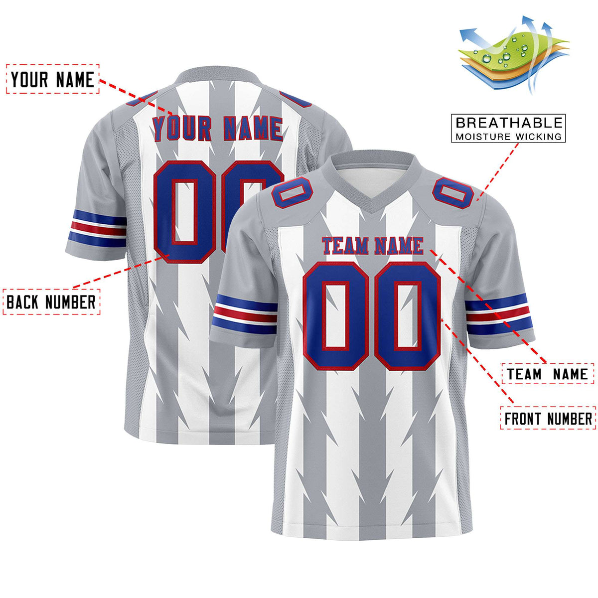Custom White and Gray Graffiti Pattern Practice Flag Football Jerseys For Youth &amp; Mens| KXKSHOP