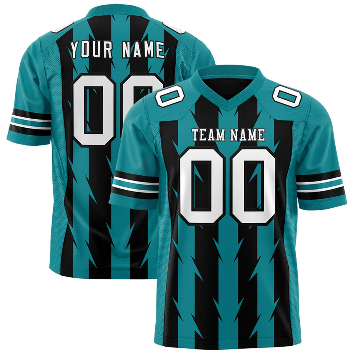 Custom Black and Aqua Graffiti Pattern Practice Flag Football Jerseys For Youth &amp; Mens| KXKSHOP