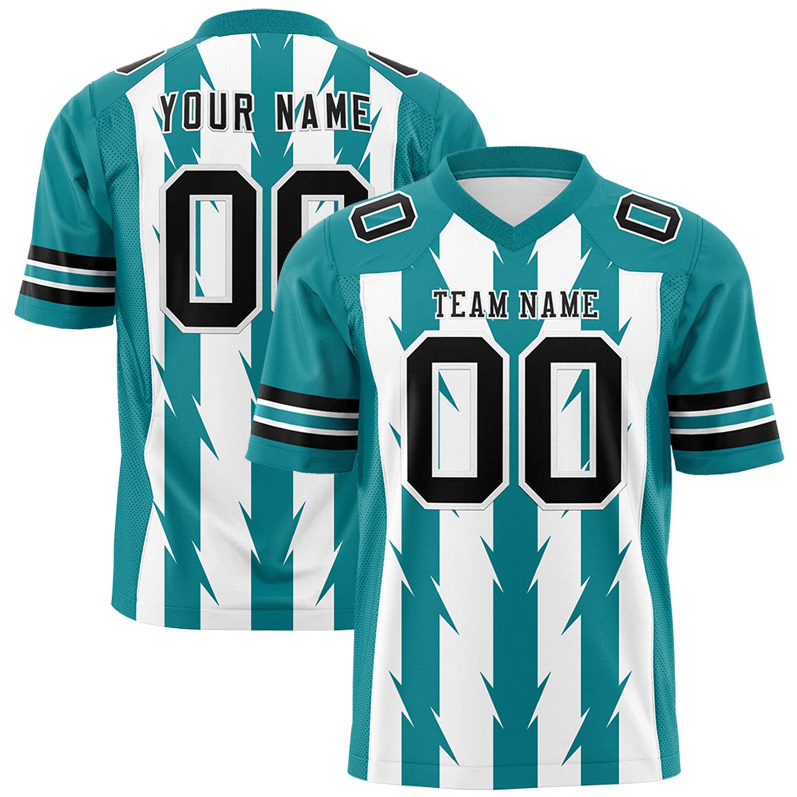 Custom White and Aqua Graffiti Pattern Practice Flag Football Jerseys For Youth & Mens| KXKSHOP