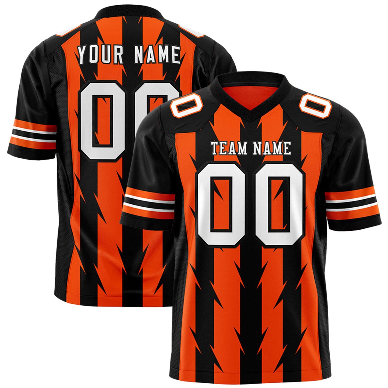 Custom Orange and Black Graffiti Pattern Practice Flag Football Jerseys For Youth & Mens| KXKSHOP