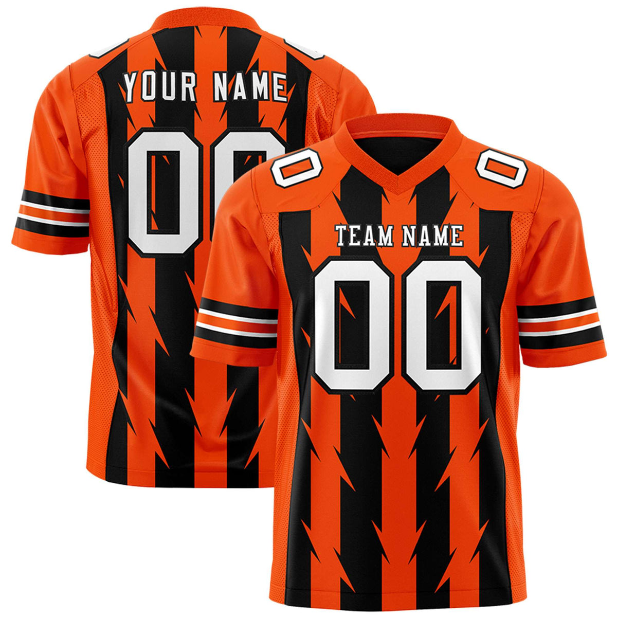 Custom Black and Orange Graffiti Pattern Practice Flag Football Jerseys For Youth &amp; Mens| KXKSHOP