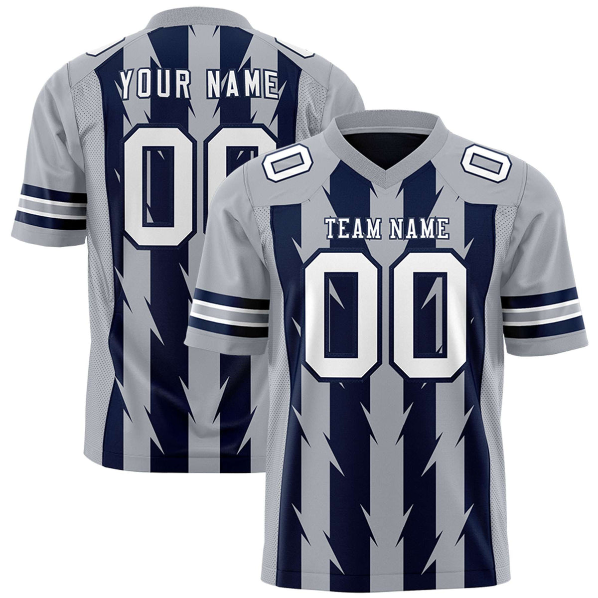Custom Navy and Gray Graffiti Pattern Practice Flag Football Jerseys For Youth &amp; Mens| KXKSHOP