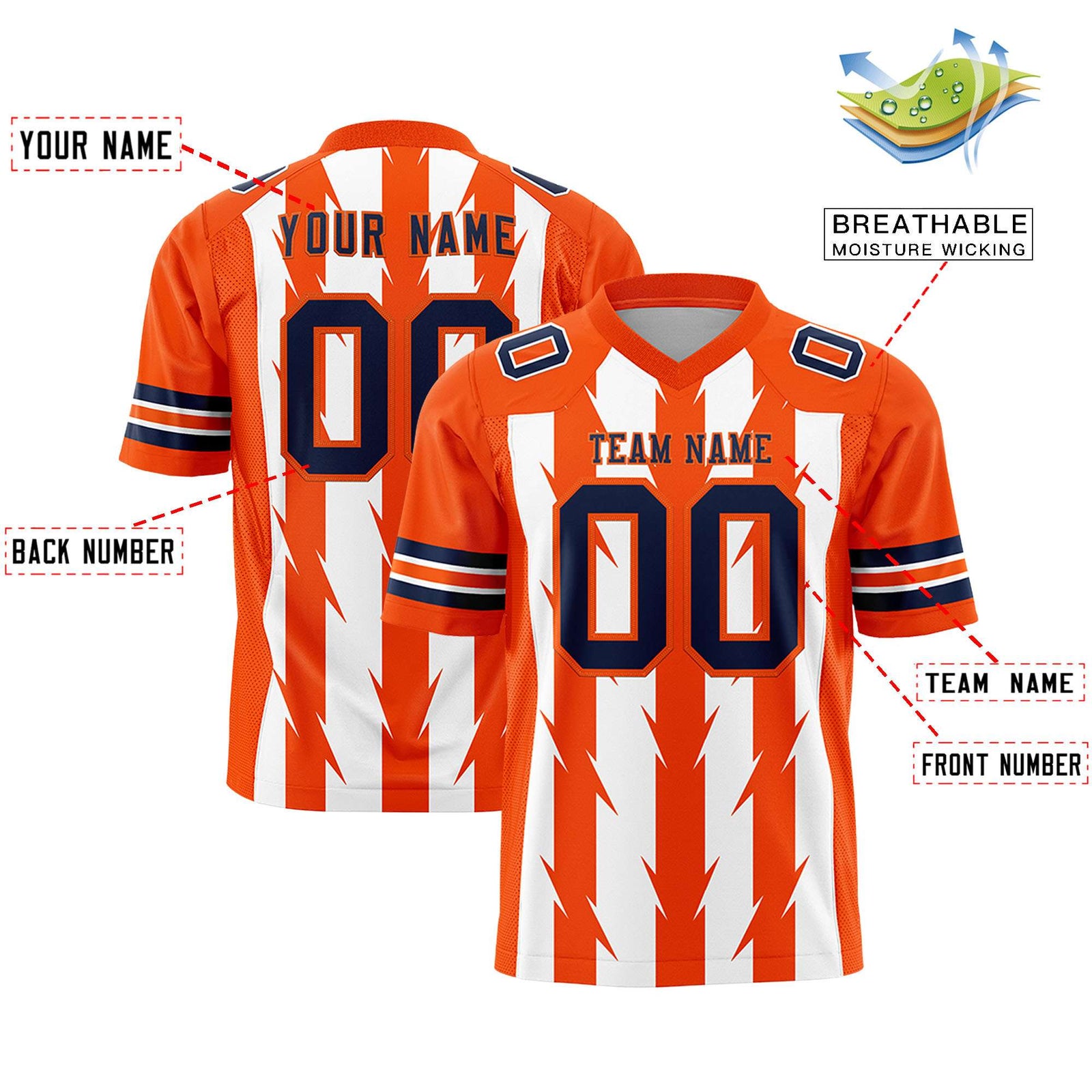 Custom White and Orange Graffiti Pattern Practice Flag Football Jerseys For Youth & Mens| KXKSHOP