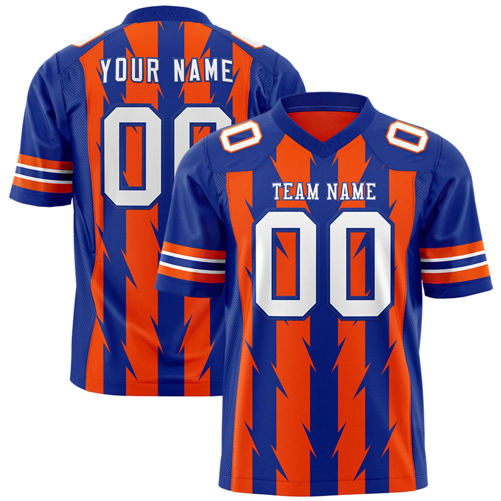 Custom Orange and Royal Graffiti Pattern Practice Flag Football Jerseys For Youth & Mens| KXKSHOP