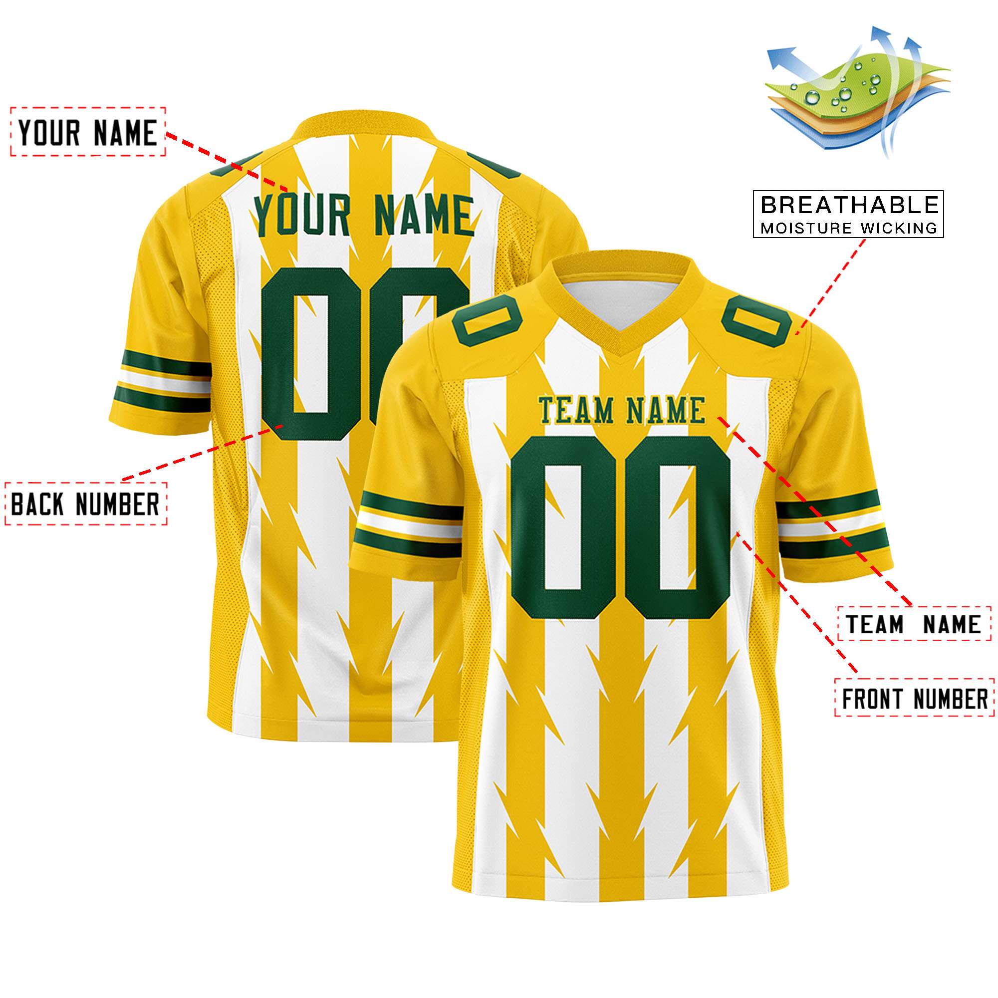Custom White and Gold Graffiti Pattern Practice Flag Football Jerseys For Youth & Mens| KXKSHOP