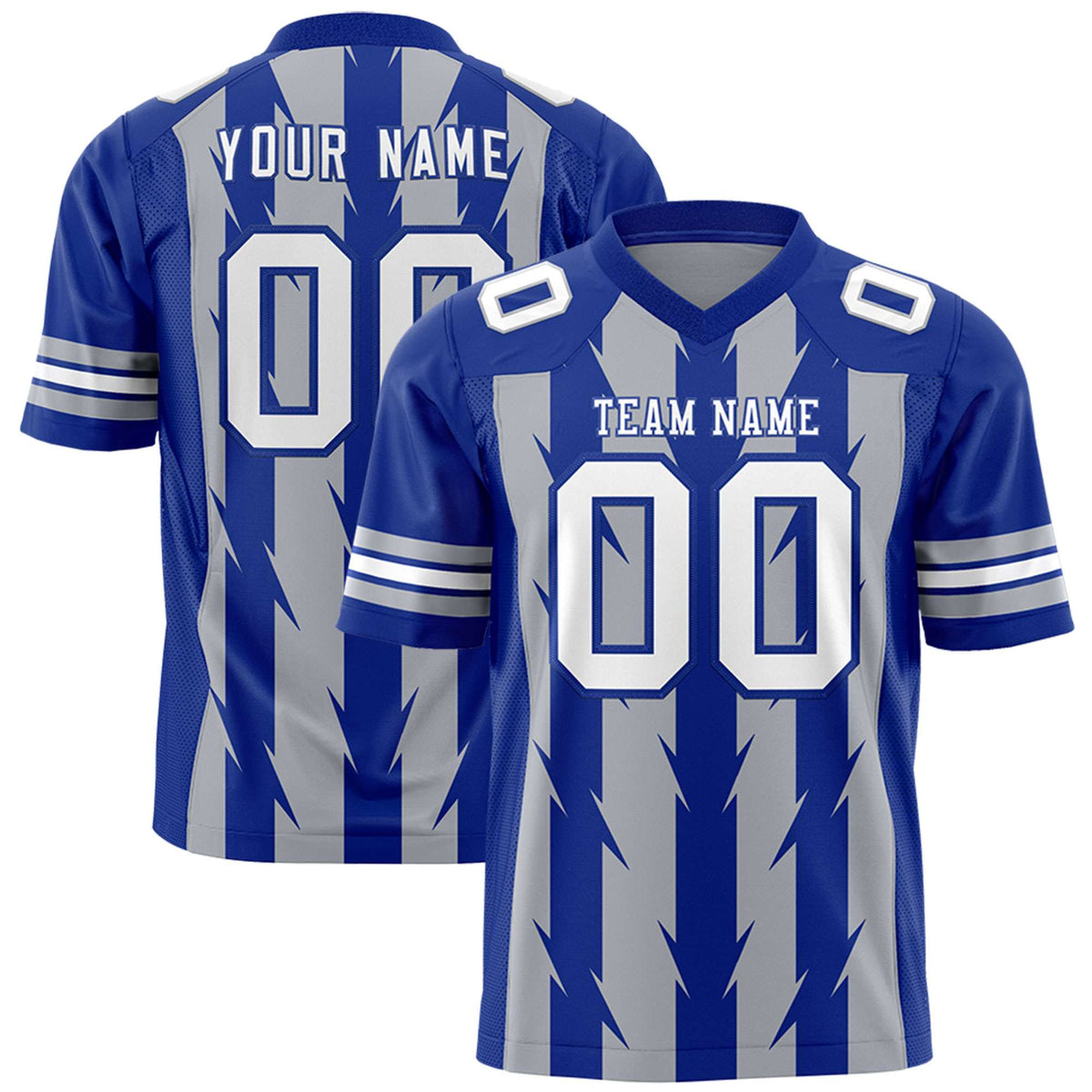 Custom Gray and Royal Graffiti Pattern Practice Flag Football Jerseys For Youth &amp; Mens| KXKSHOP