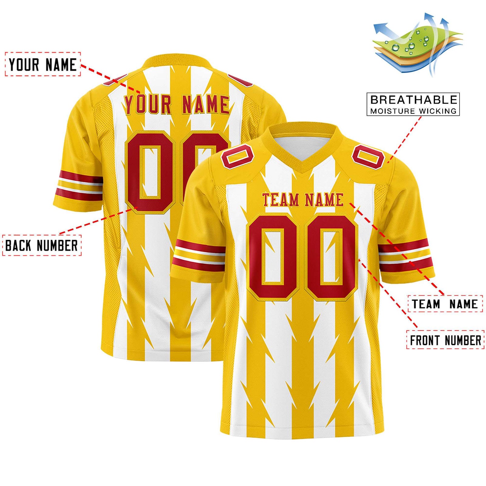 Custom White and Gold Graffiti Pattern Practice Flag Football Jerseys For Youth & Mens| KXKSHOP