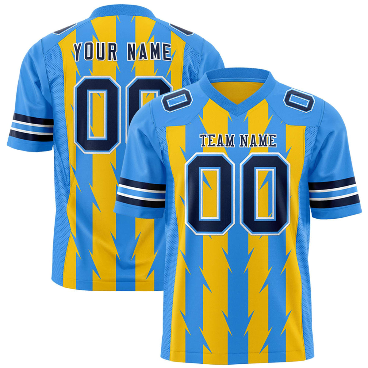 Custom Gold and Powder Blue Graffiti Pattern Practice Flag Football Jerseys For Youth &amp; Mens| KXKSHOP
