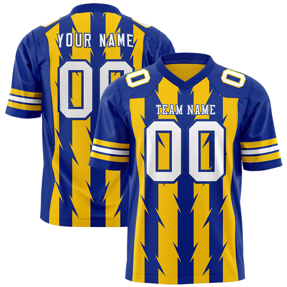 Custom Gold and Royal Graffiti Pattern Practice Flag Football Jerseys For Youth &amp; Mens| KXKSHOP