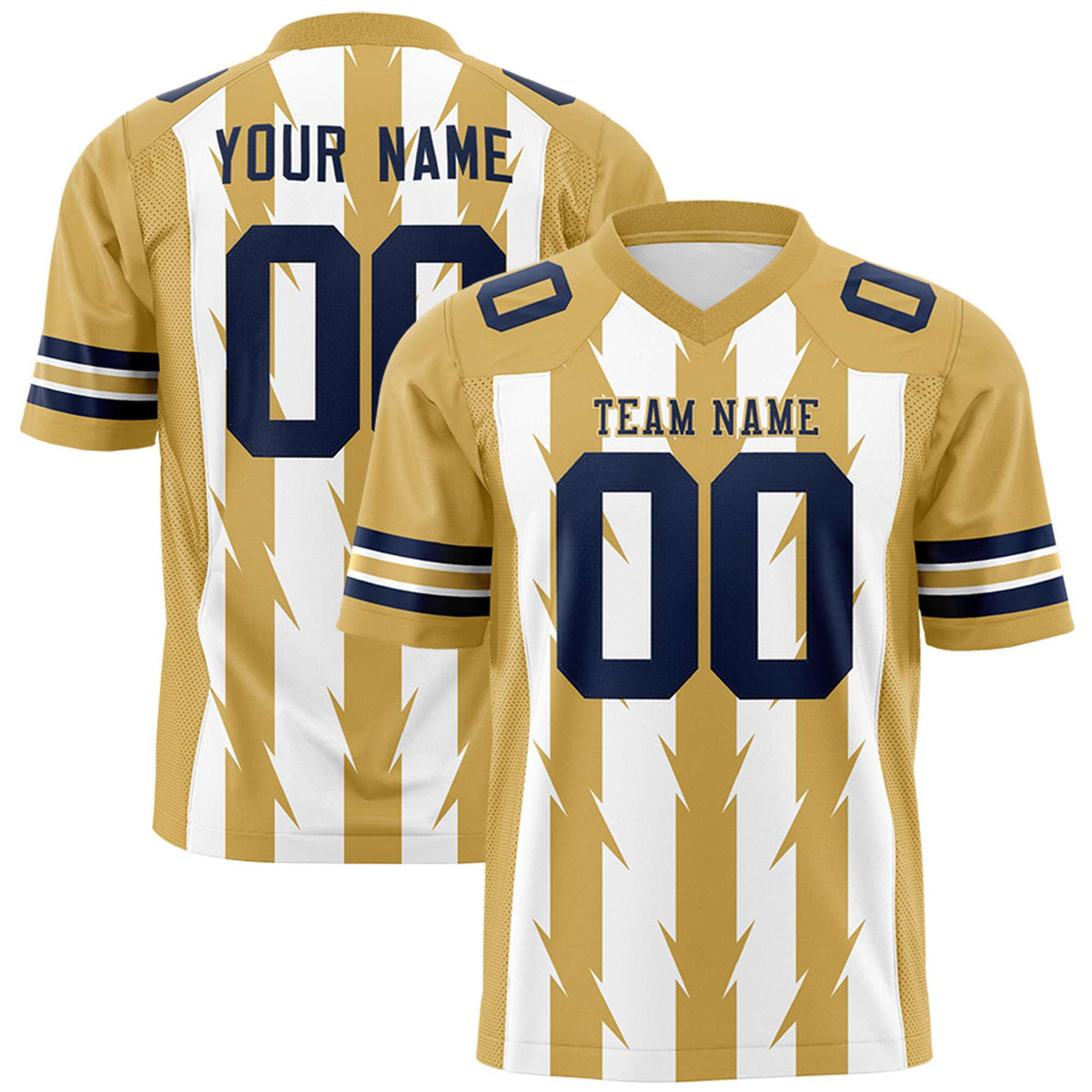 Custom White and Old Gold Graffiti Pattern Practice Flag Football Jerseys For Youth &amp; Mens| KXKSHOP