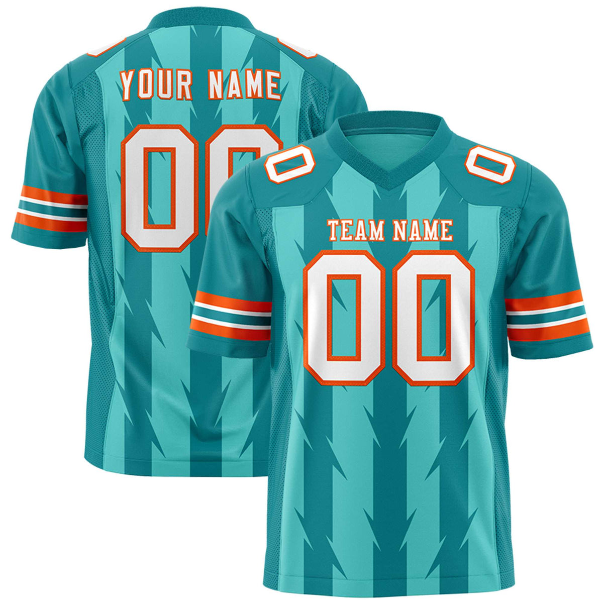 Custom Bright Green and Aqua Graffiti Pattern Practice Flag Football Jerseys For Youth & Mens| KXKSHOP