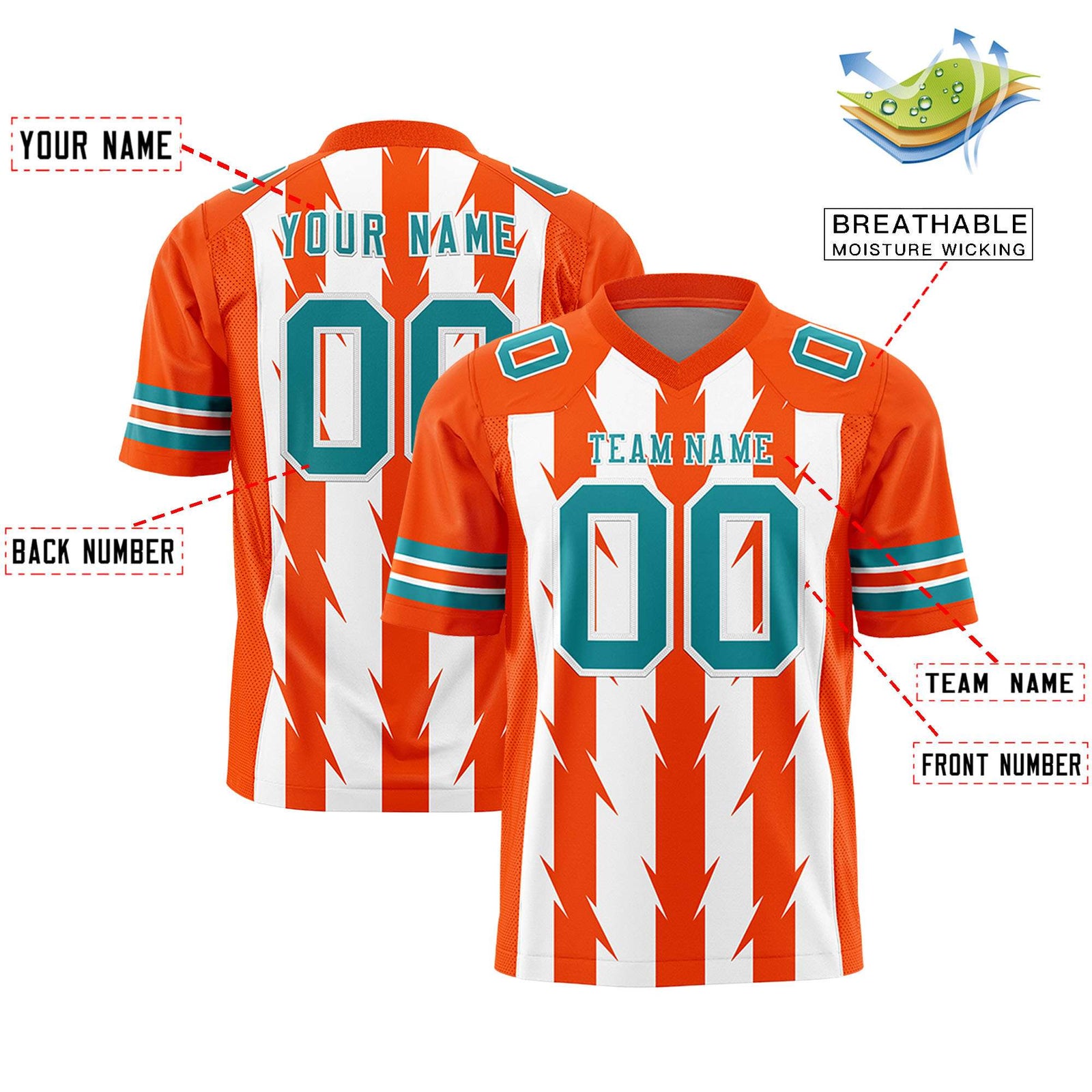 Custom White and Orange Graffiti Pattern Practice Flag Football Jerseys For Youth & Mens| KXKSHOP
