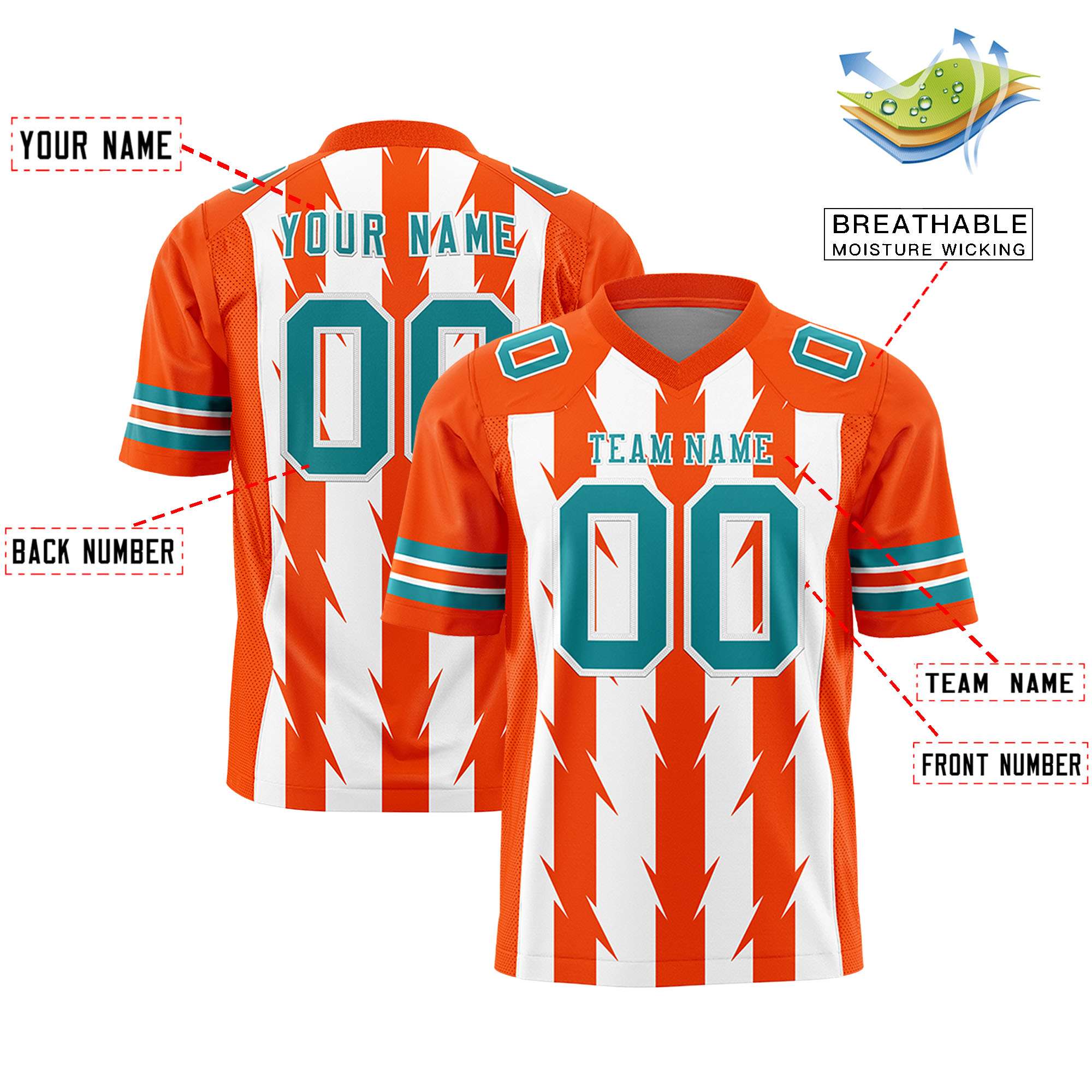 Custom White and Orange Graffiti Pattern Practice Flag Football Jerseys For Youth & Mens| KXKSHOP