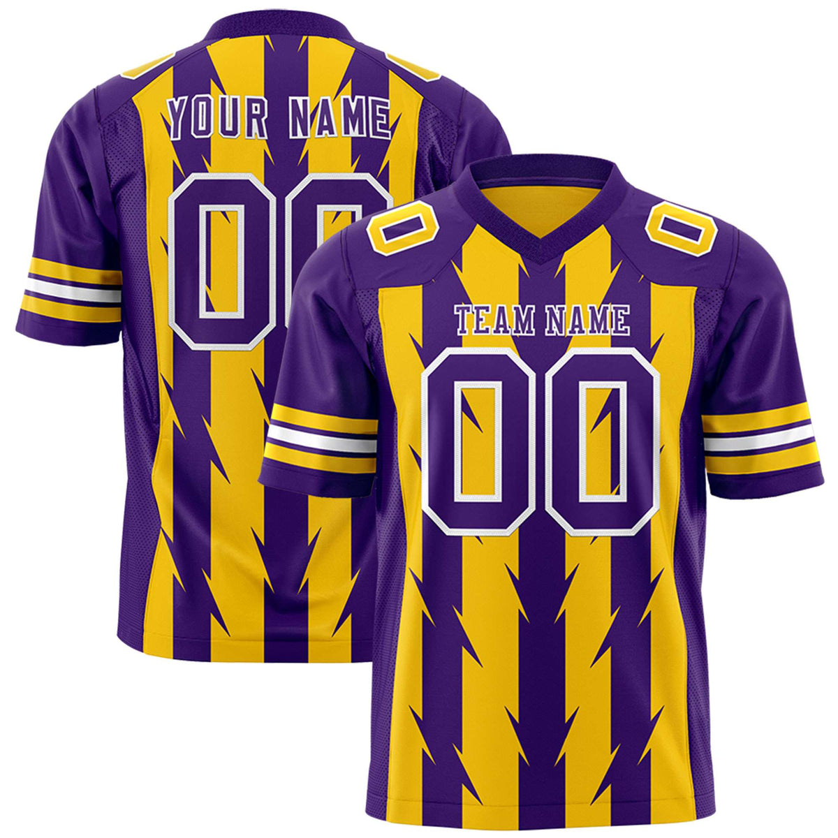 Custom Gold and Purple Graffiti Pattern Practice Flag Football Jerseys For Youth &amp; Mens| KXKSHOP